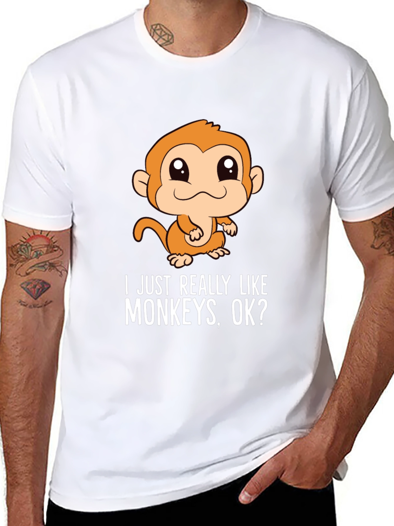 Black Funny Monkey T-Shirt - I Just Really Like Monkeys, OK? view 8