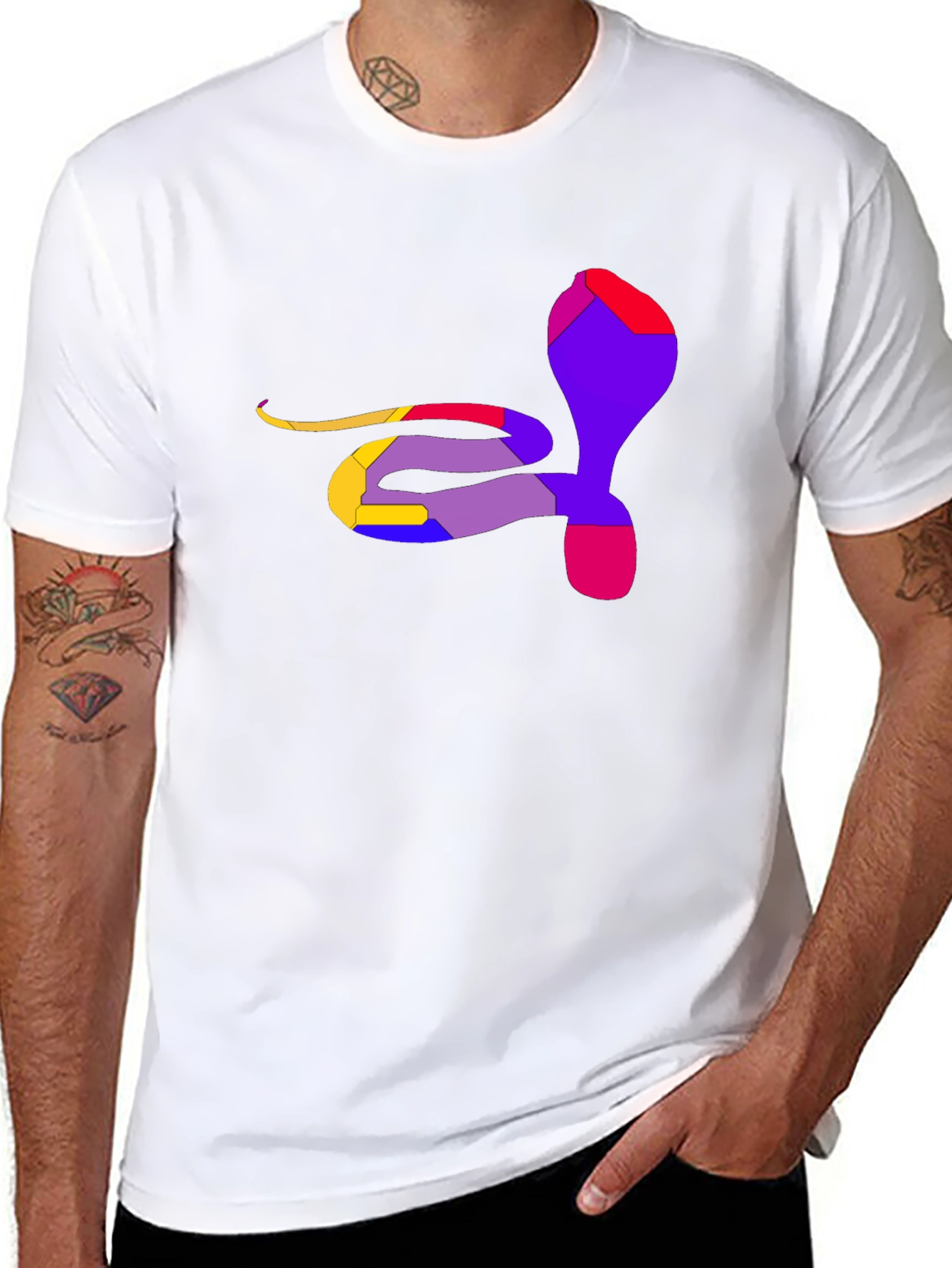 Abstract Cobra Graphic Tee - Men's Black T-Shirt - 8