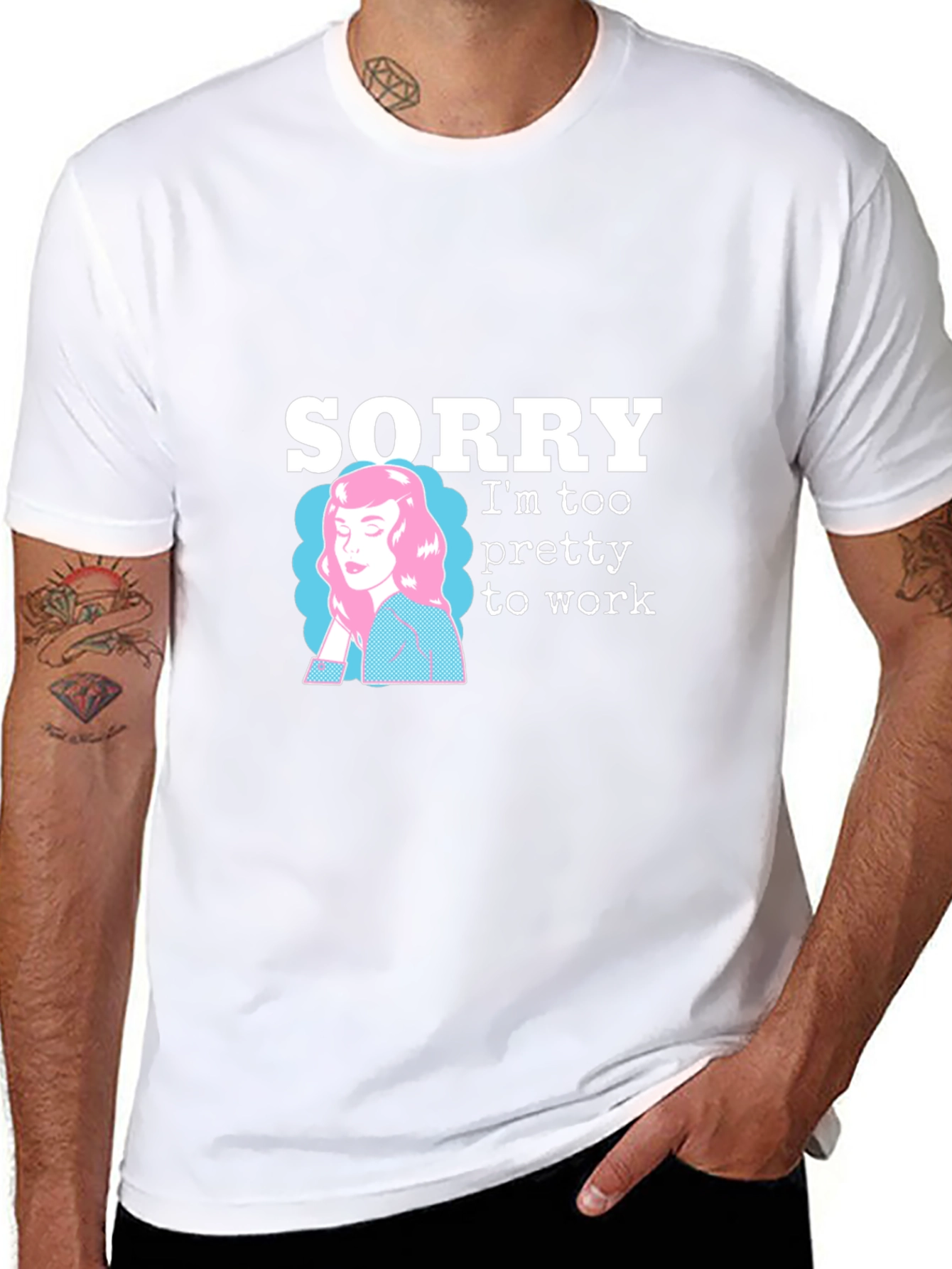 Black Sorry I'm Too Pretty to Work T-Shirt view 8