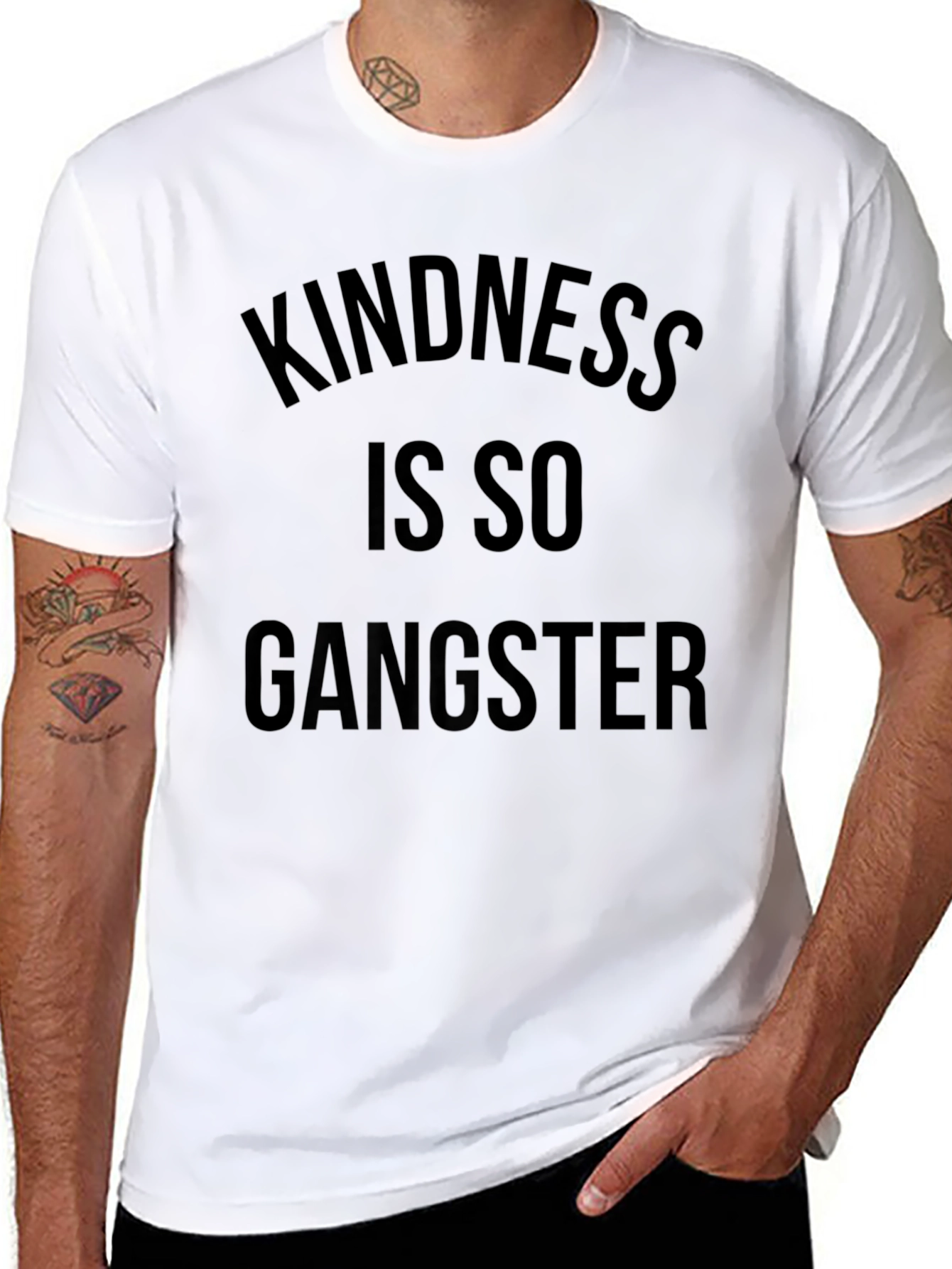 Black Kindness is So Gangster T-Shirt - Black Crew Neck view 8