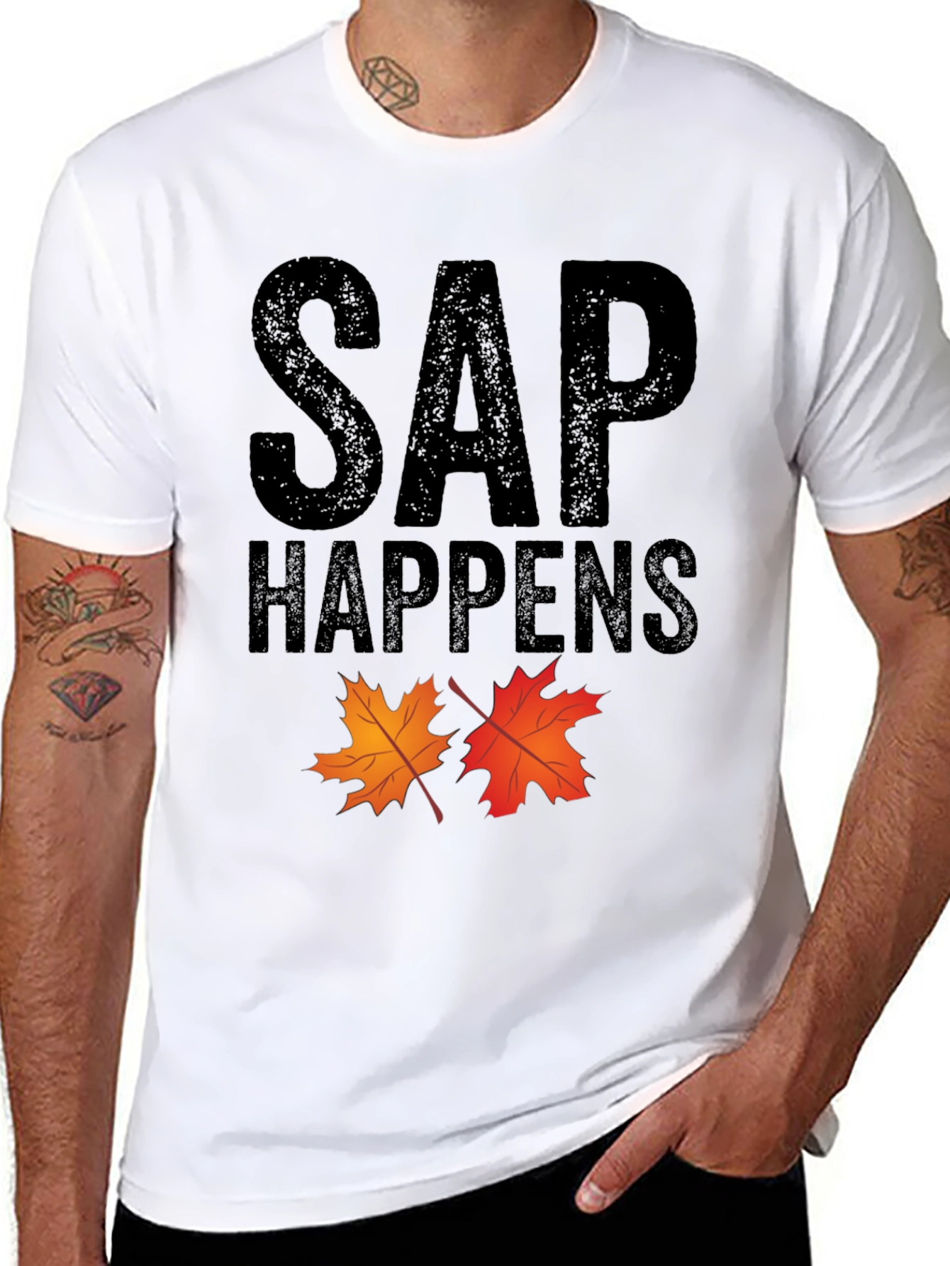 Black SAP Happens Maple Leaf Graphic Tee view 8