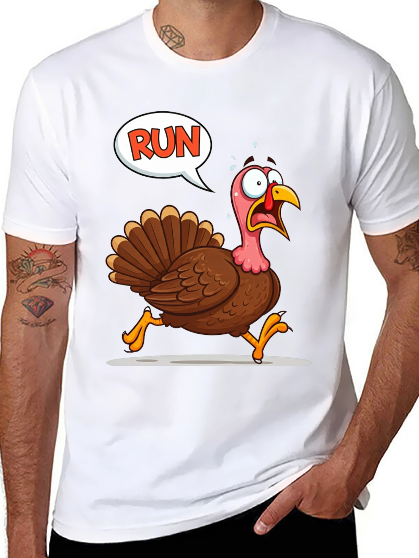 Black Run Turkey T-Shirt - Thanksgiving Fun view 8