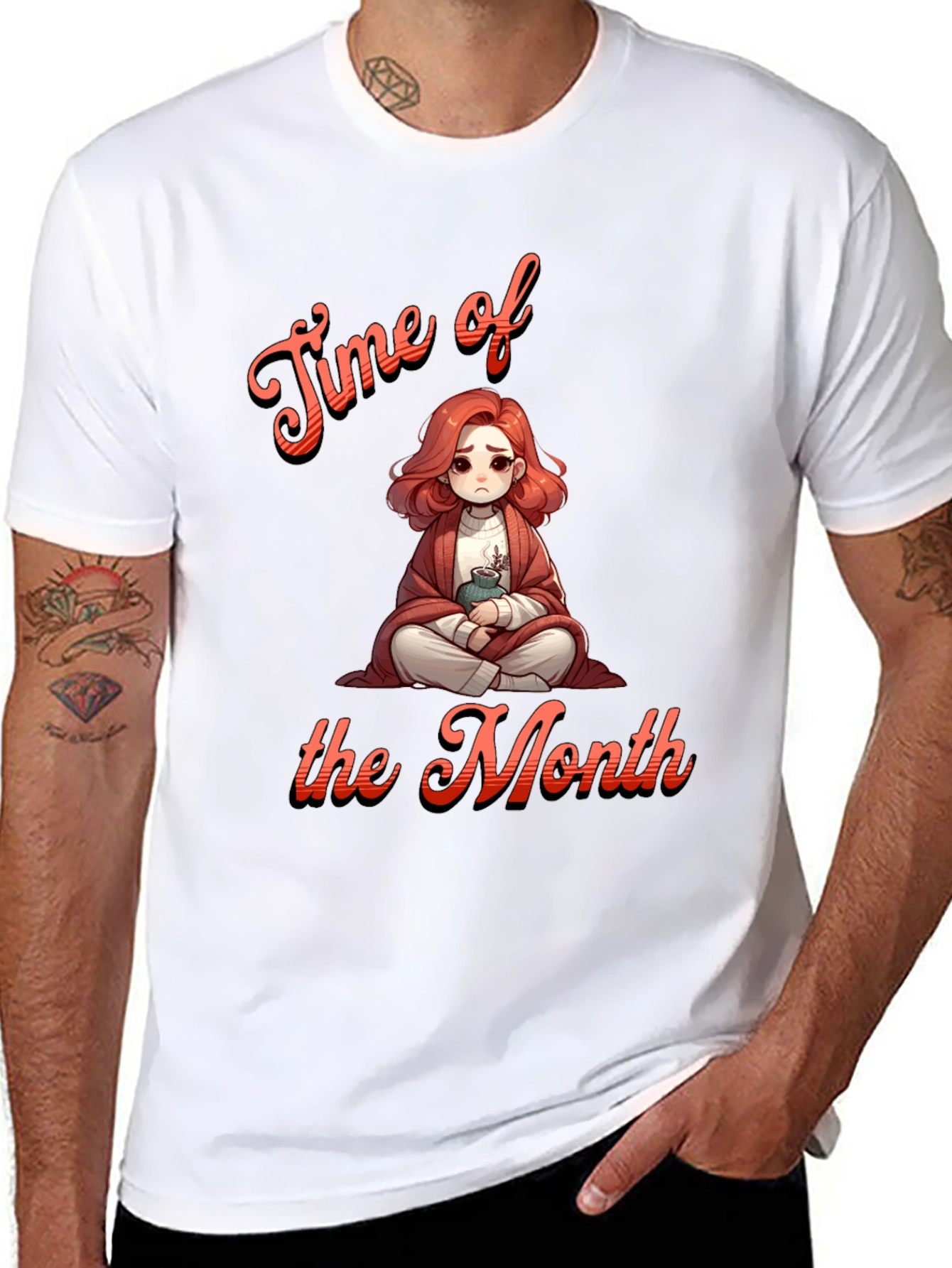 Black Time of the Month Graphic T-Shirt Funny Period Tee view 8
