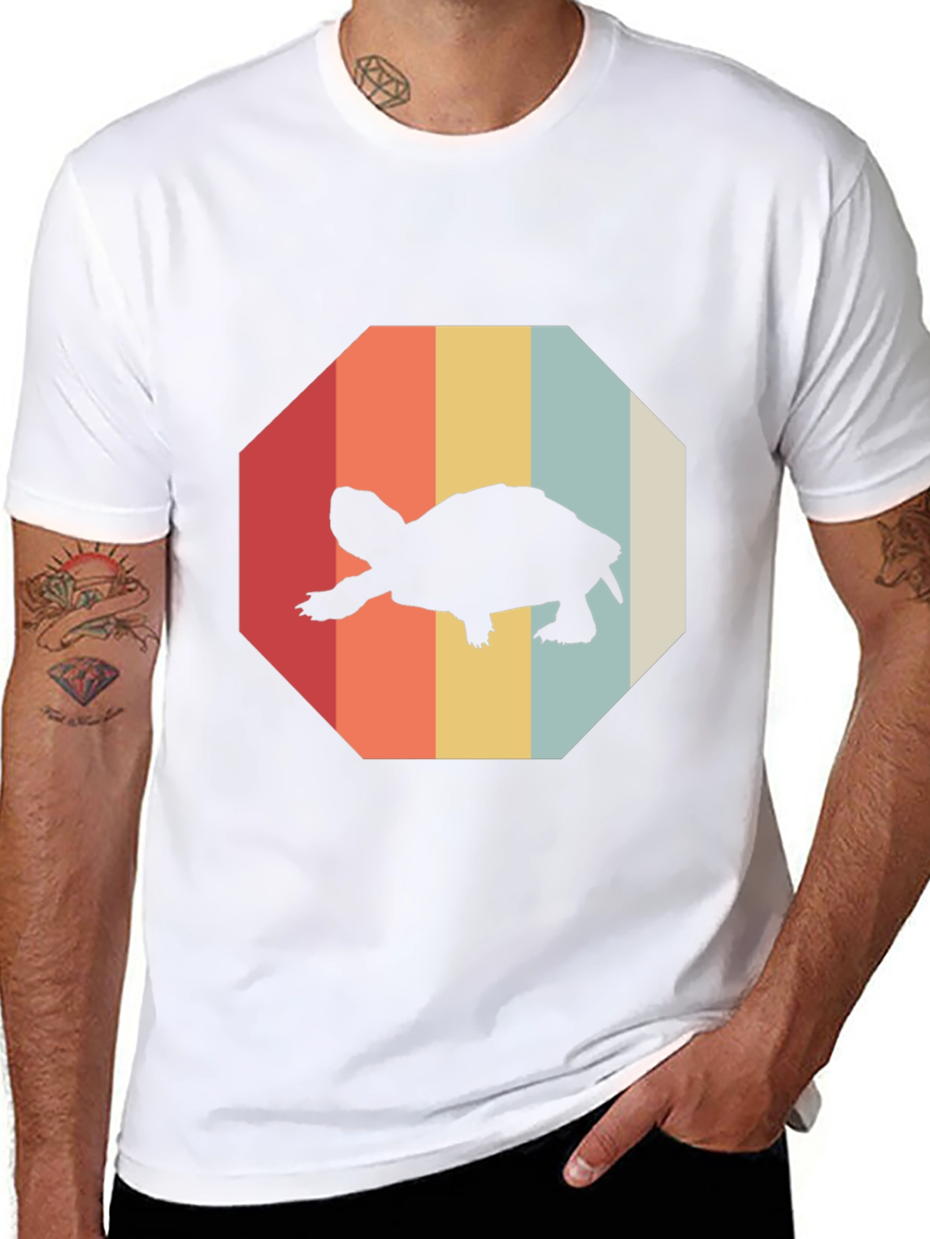 Black Retro Turtle Graphic Tee - Vintage Style T-Shirt view 8