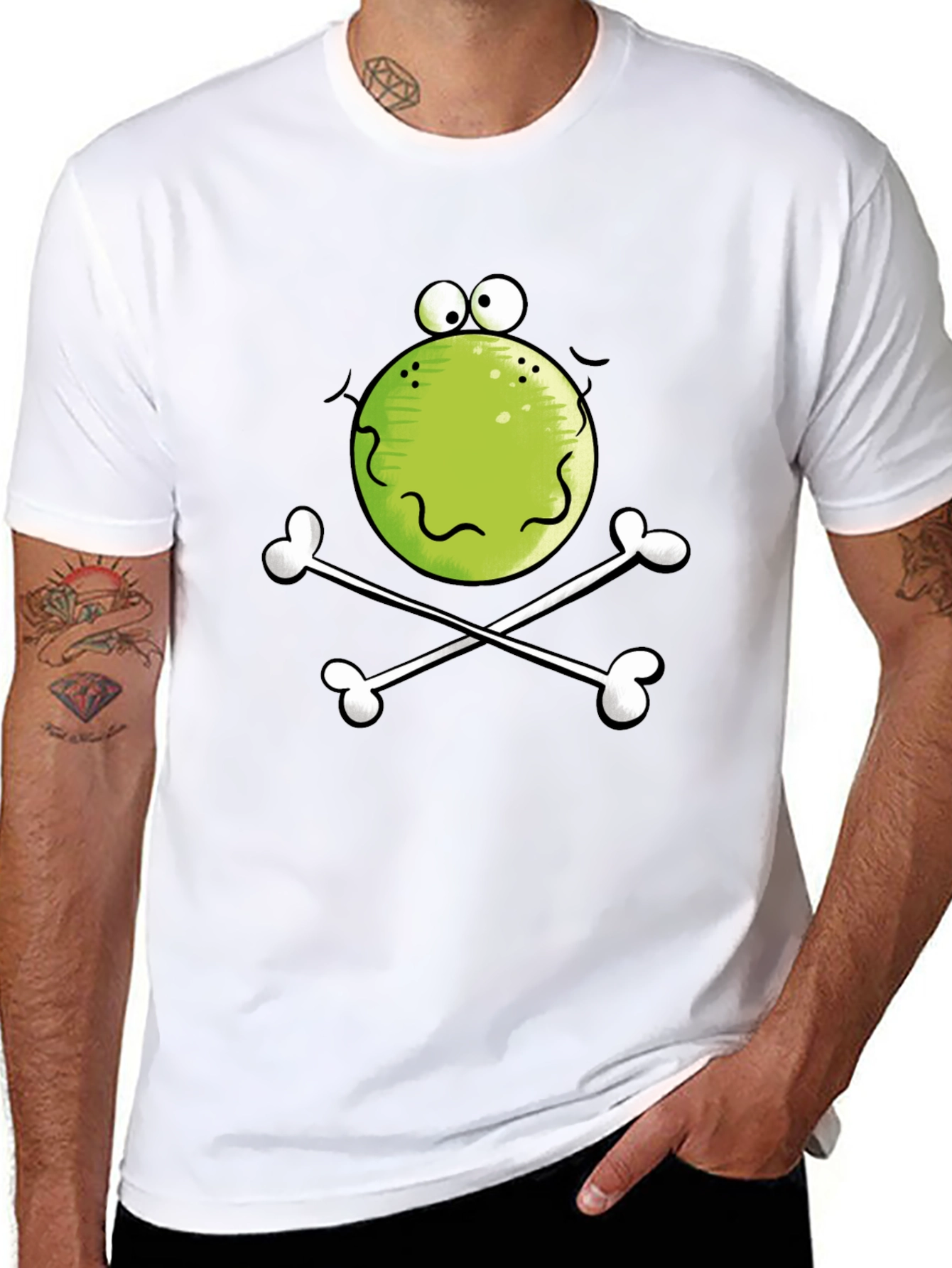 Black Funny Frog Skull Black T-Shirt view 8