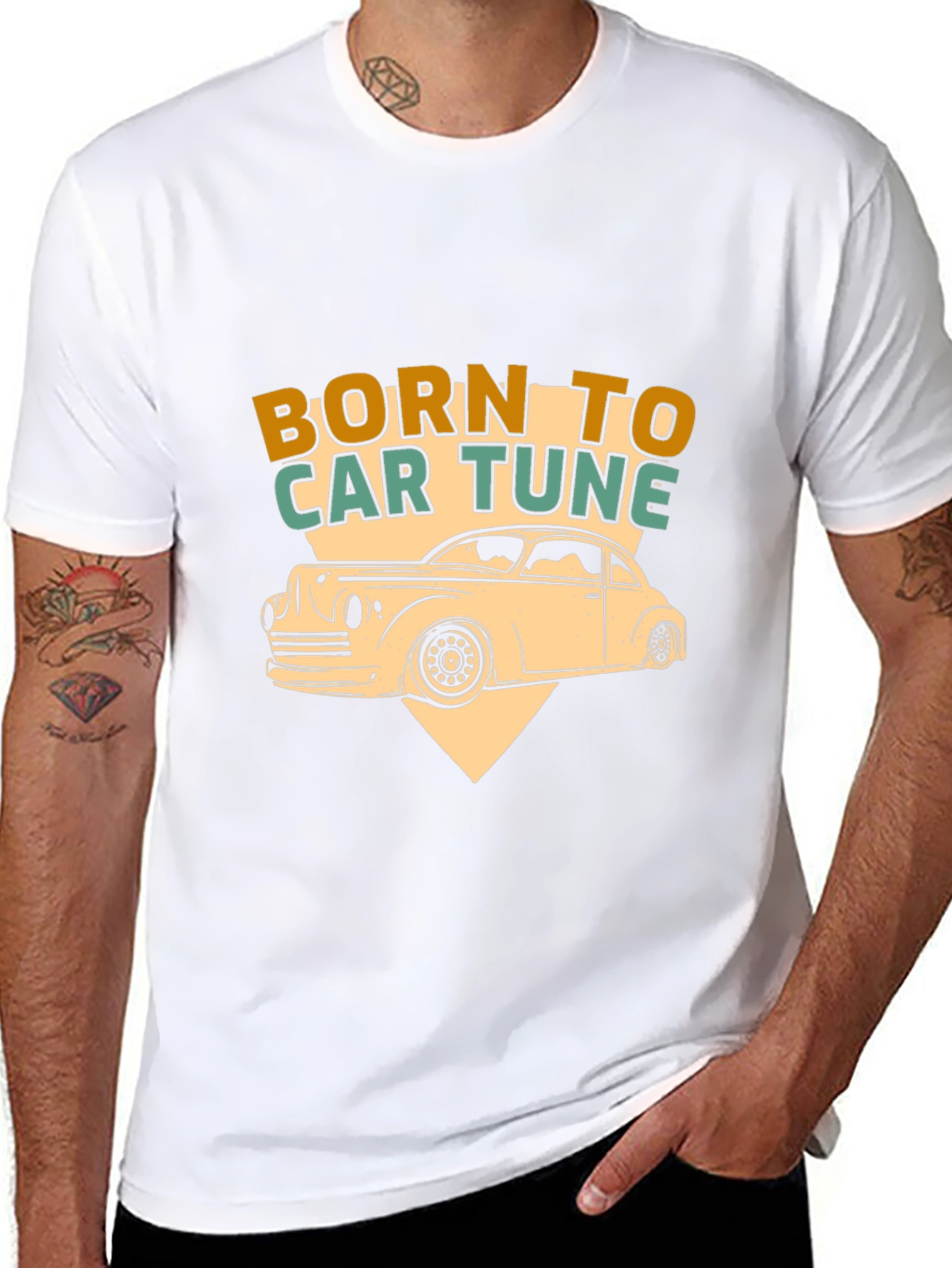 Black Born to Car Tune Graphic T-Shirt view 8