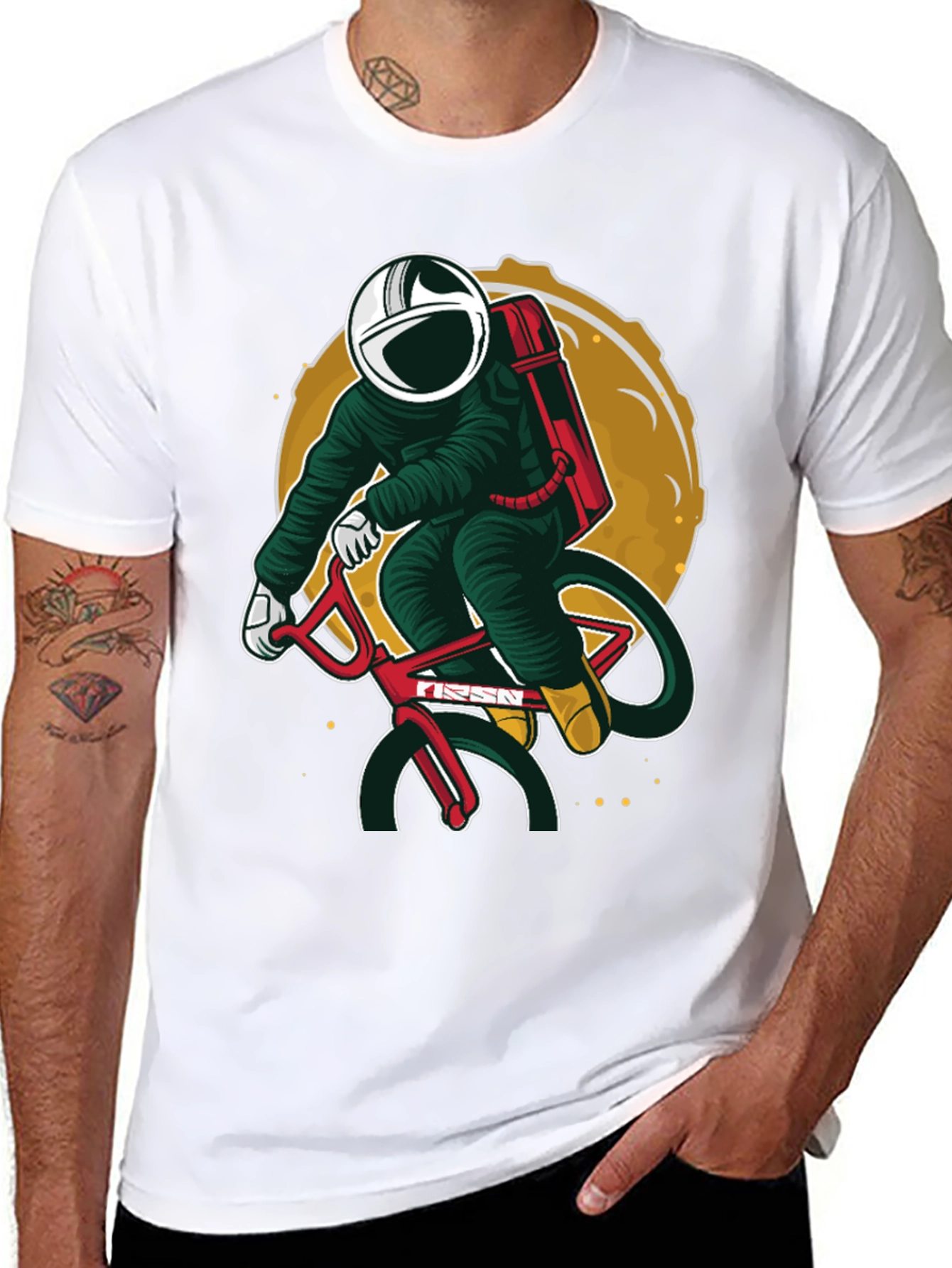Black Astronaut Biker Graphic T-Shirt view 8