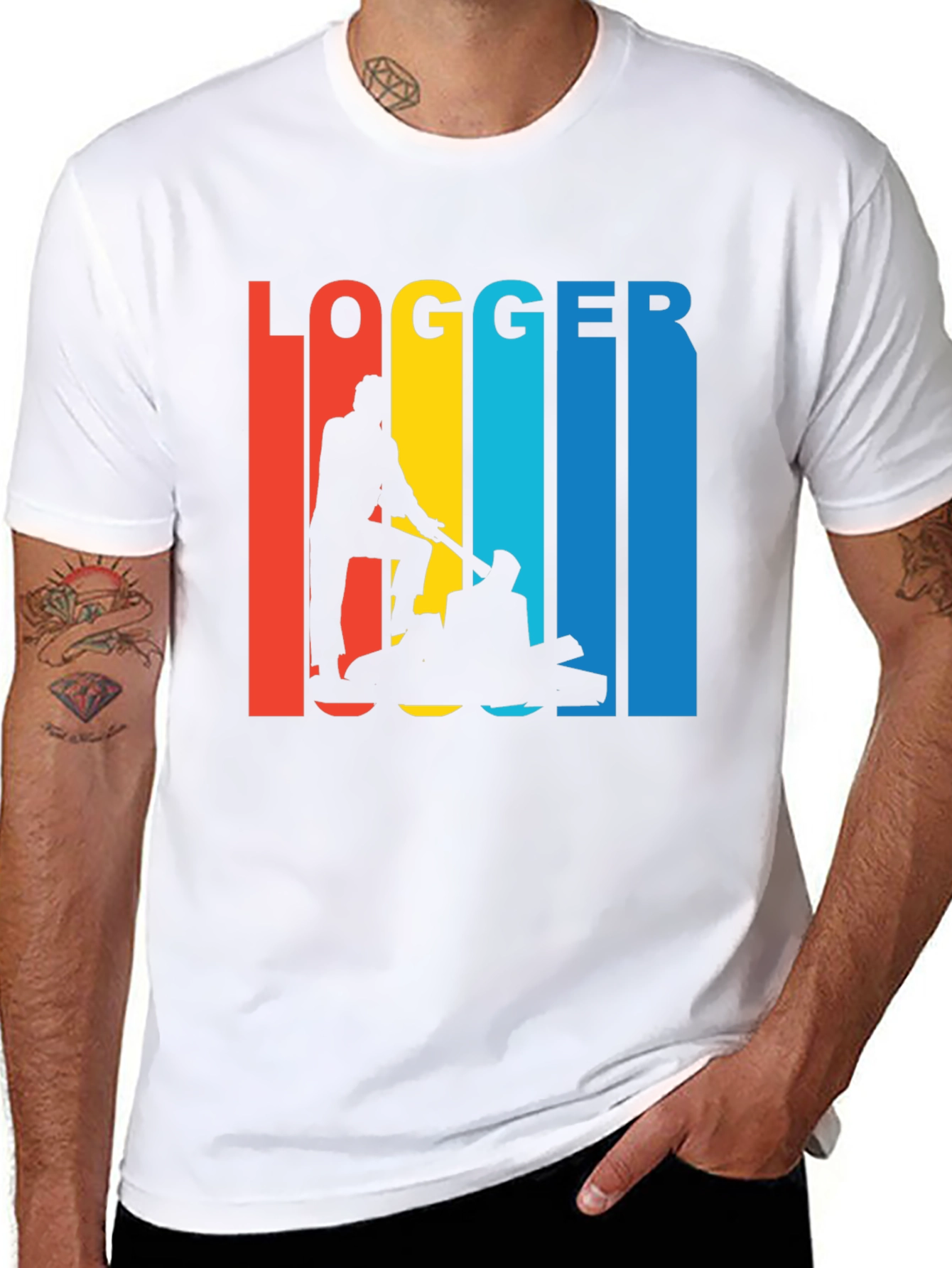 Black Logger Retro T-Shirt - Lumberjack Graphic Tee view 8