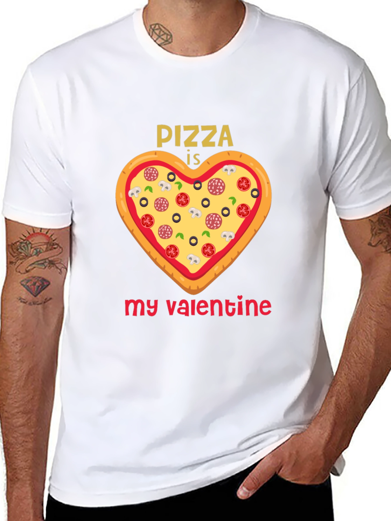 Black Pizza is My Valentine Graphic Tee view 8