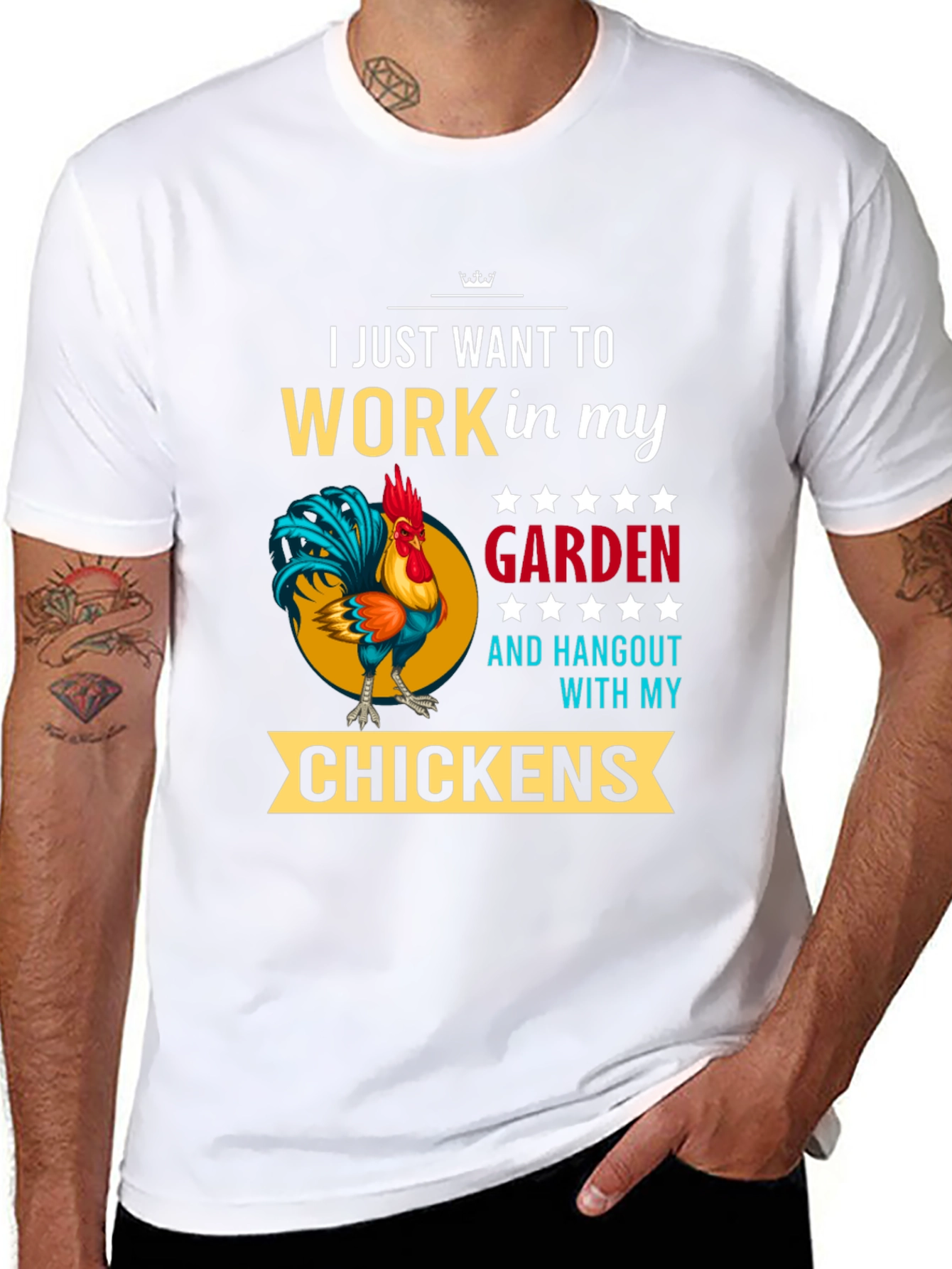 Black Gardening Chicken T-Shirt - Work in My Garden view 8
