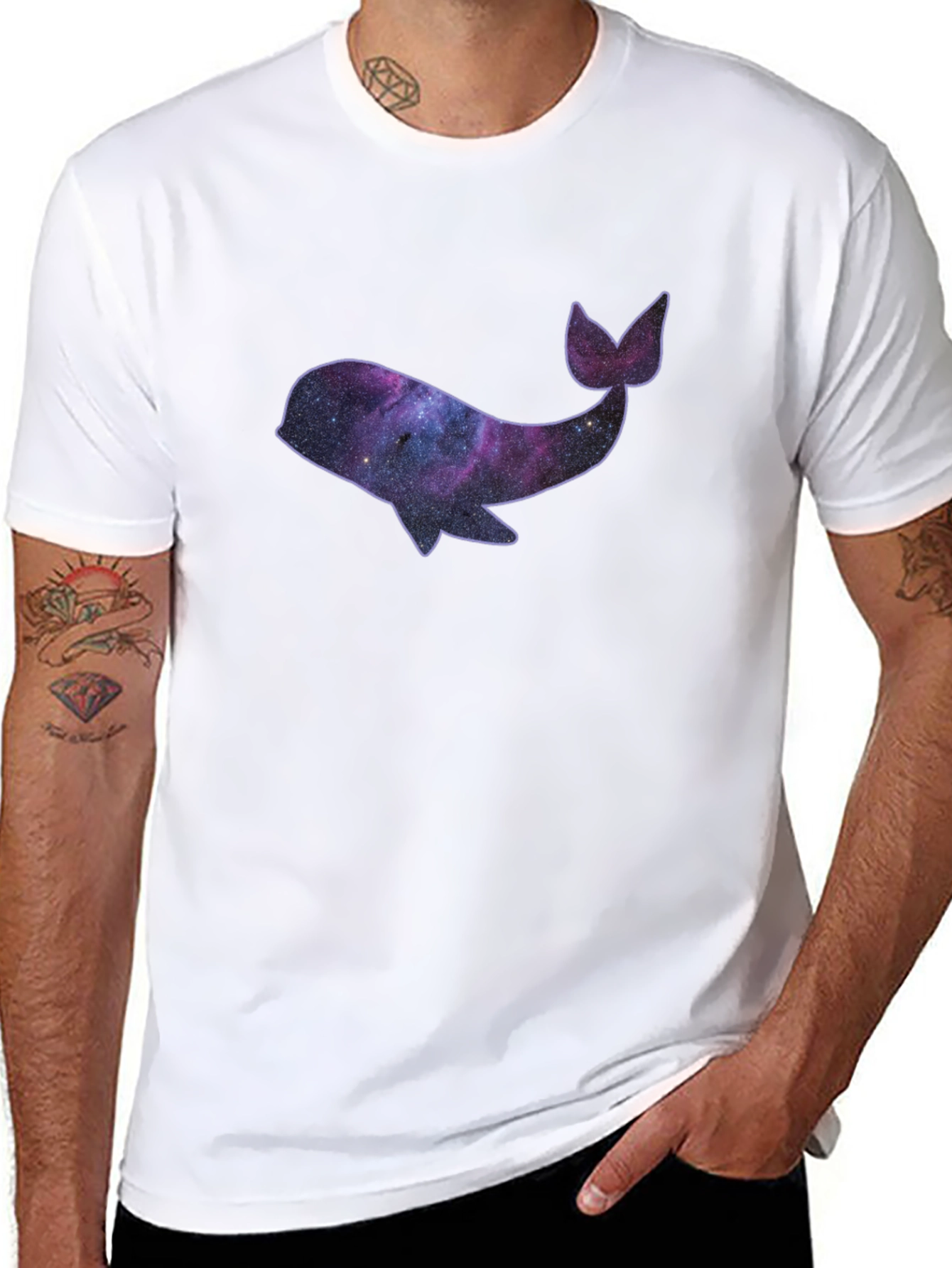 Black Galaxy Whale Black T-Shirt view 8