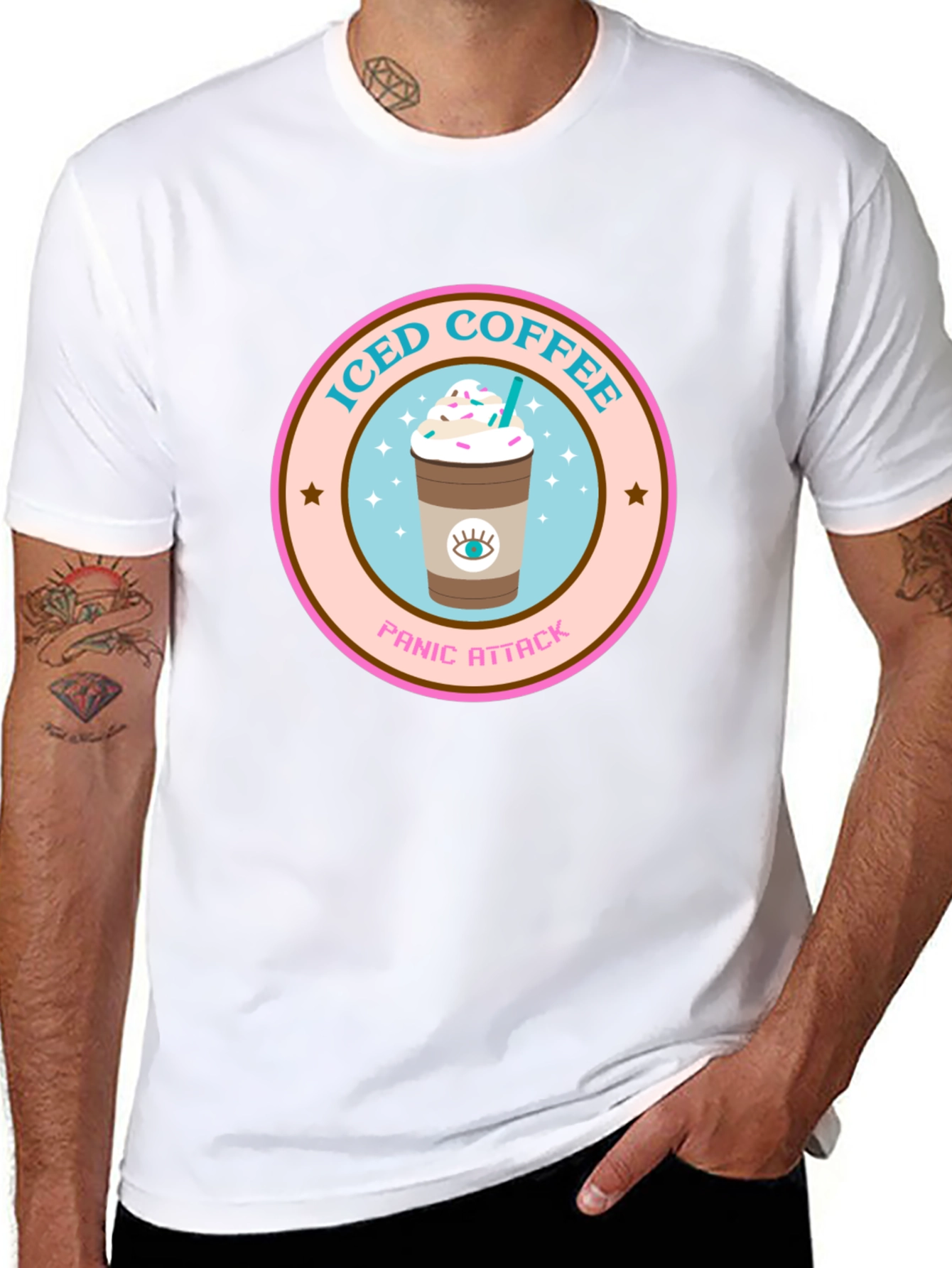 Black Iced Coffee Panic Attack Graphic Tee view 8