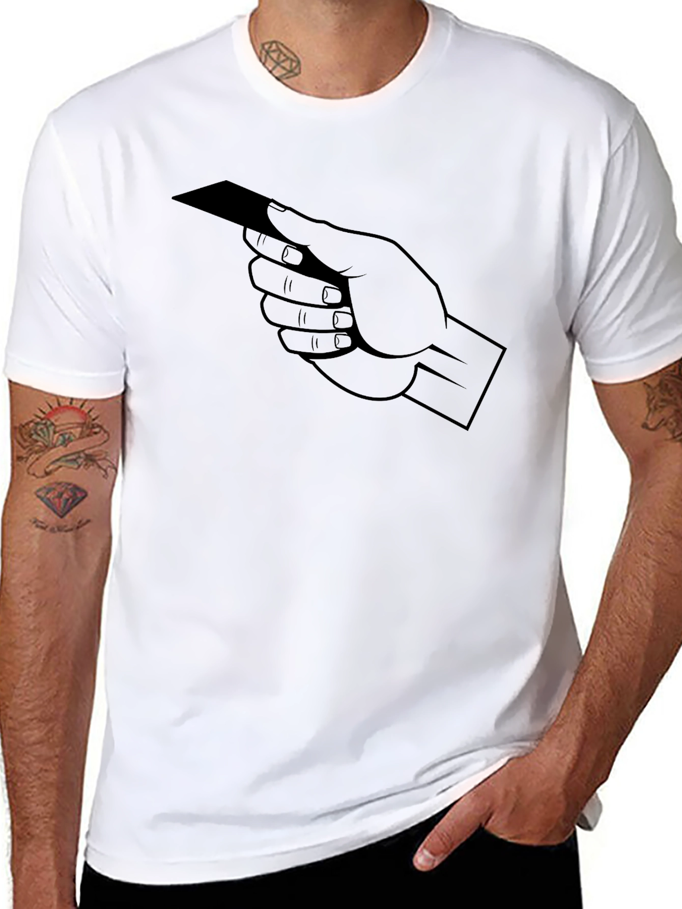 Black Hand Holding Card Graphic T-Shirt - Black view 8