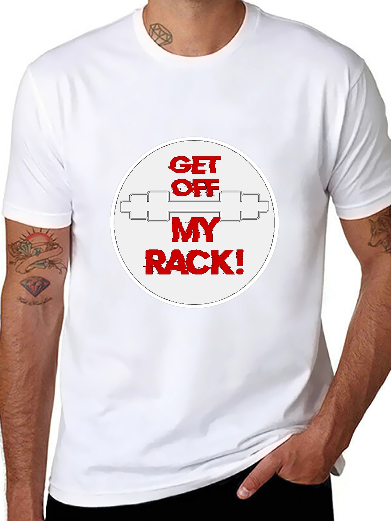 Black Get Off My Rack T-Shirt - Gym Humor view 8