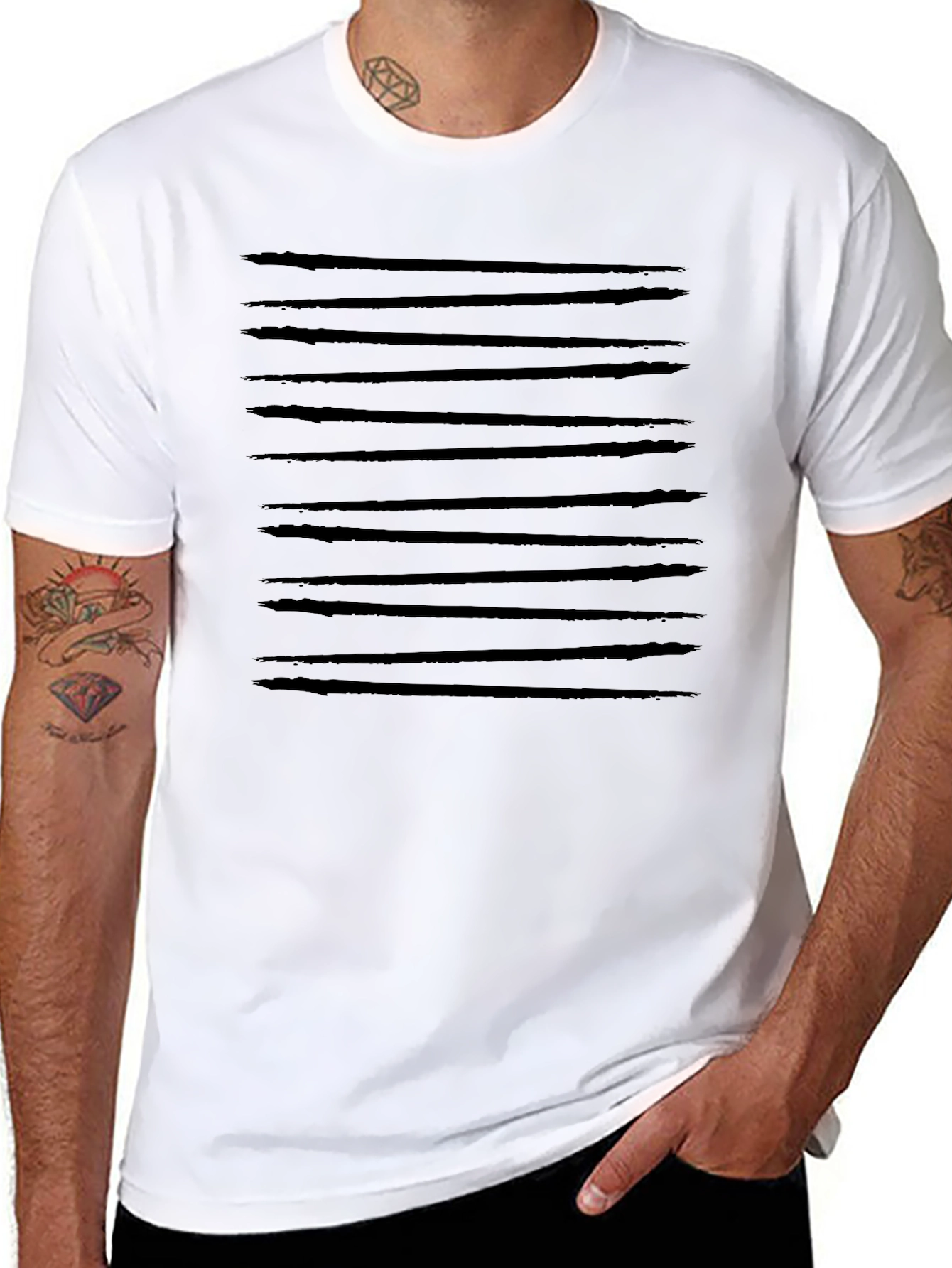 Black Men's Graphic Tee - Abstract Brushstroke Design view 8