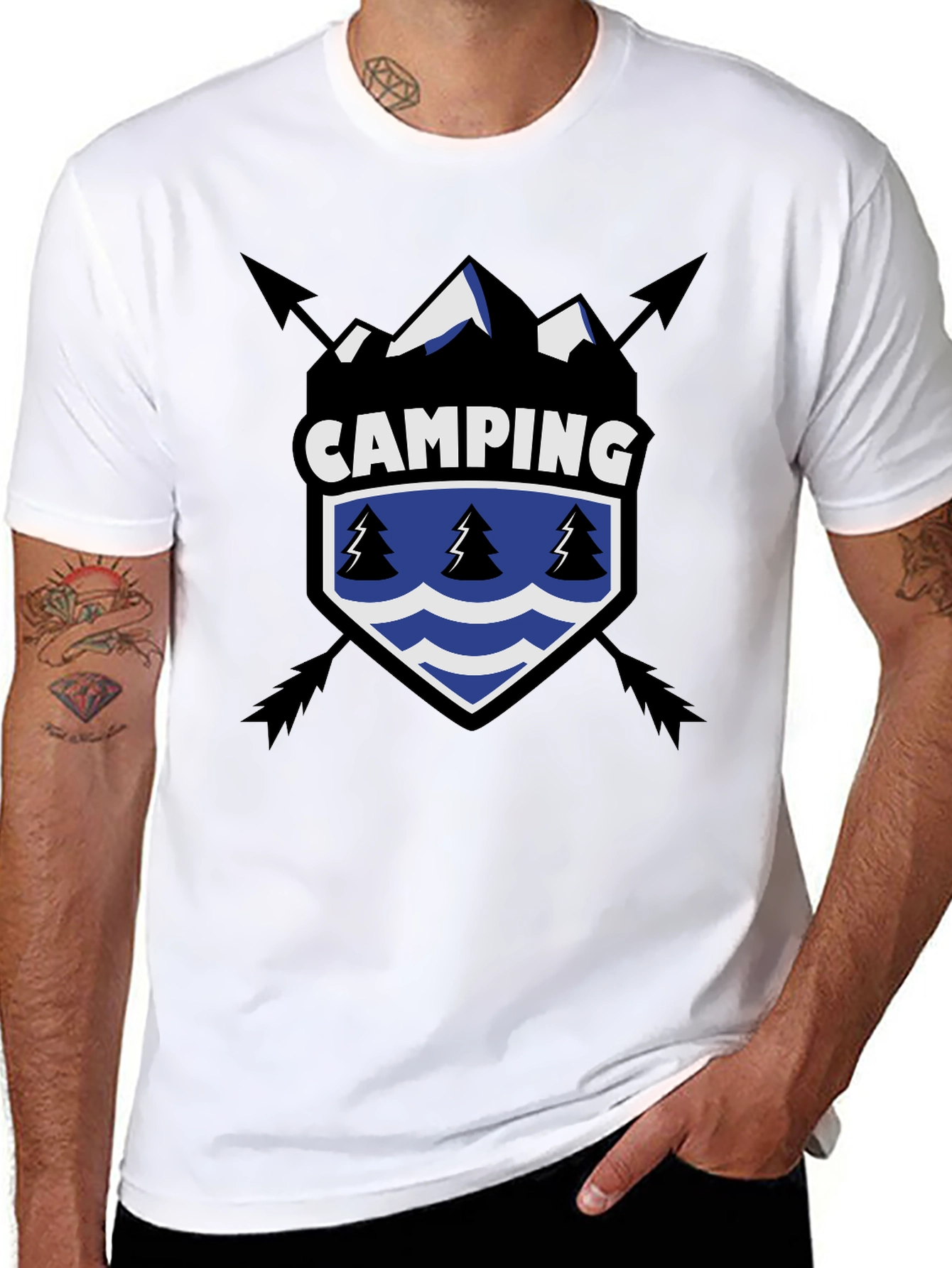 Black Camping Adventure Graphic Tee - Black view 8