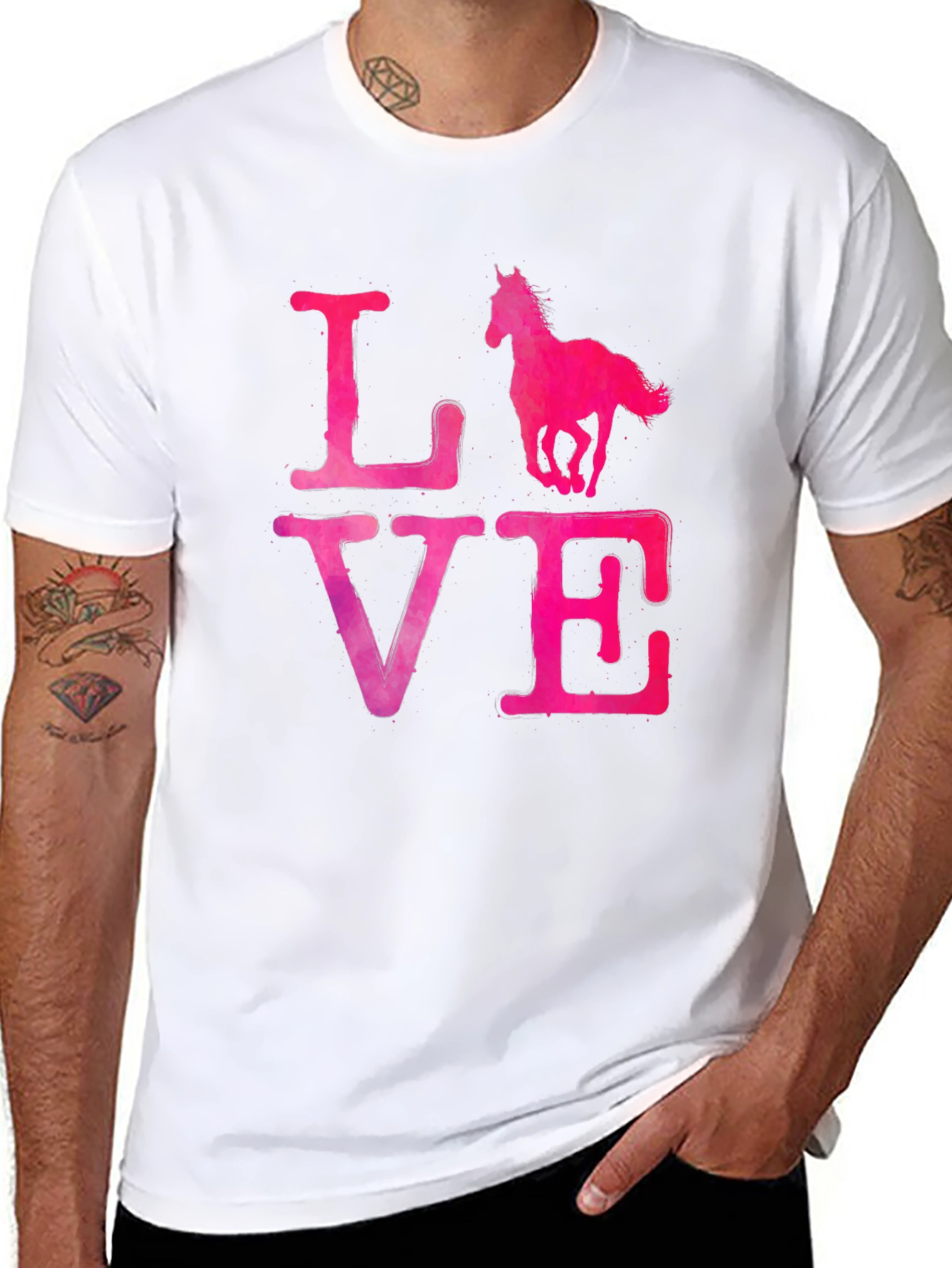 Black Love Horse T-Shirt - Black view 8