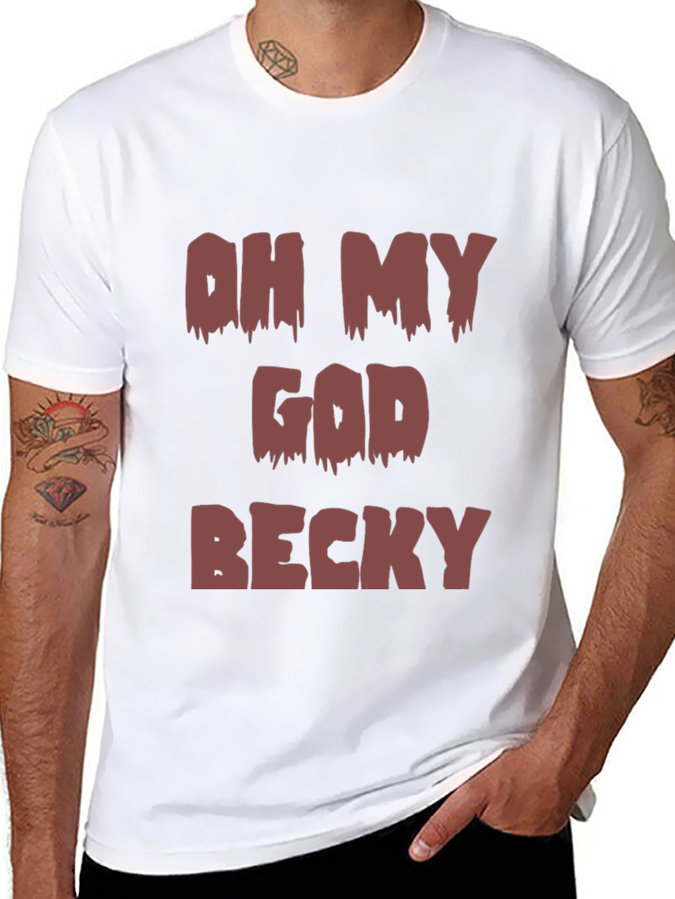 Black Oh My God Becky Graphic Tee - Trendy & Fun view 8