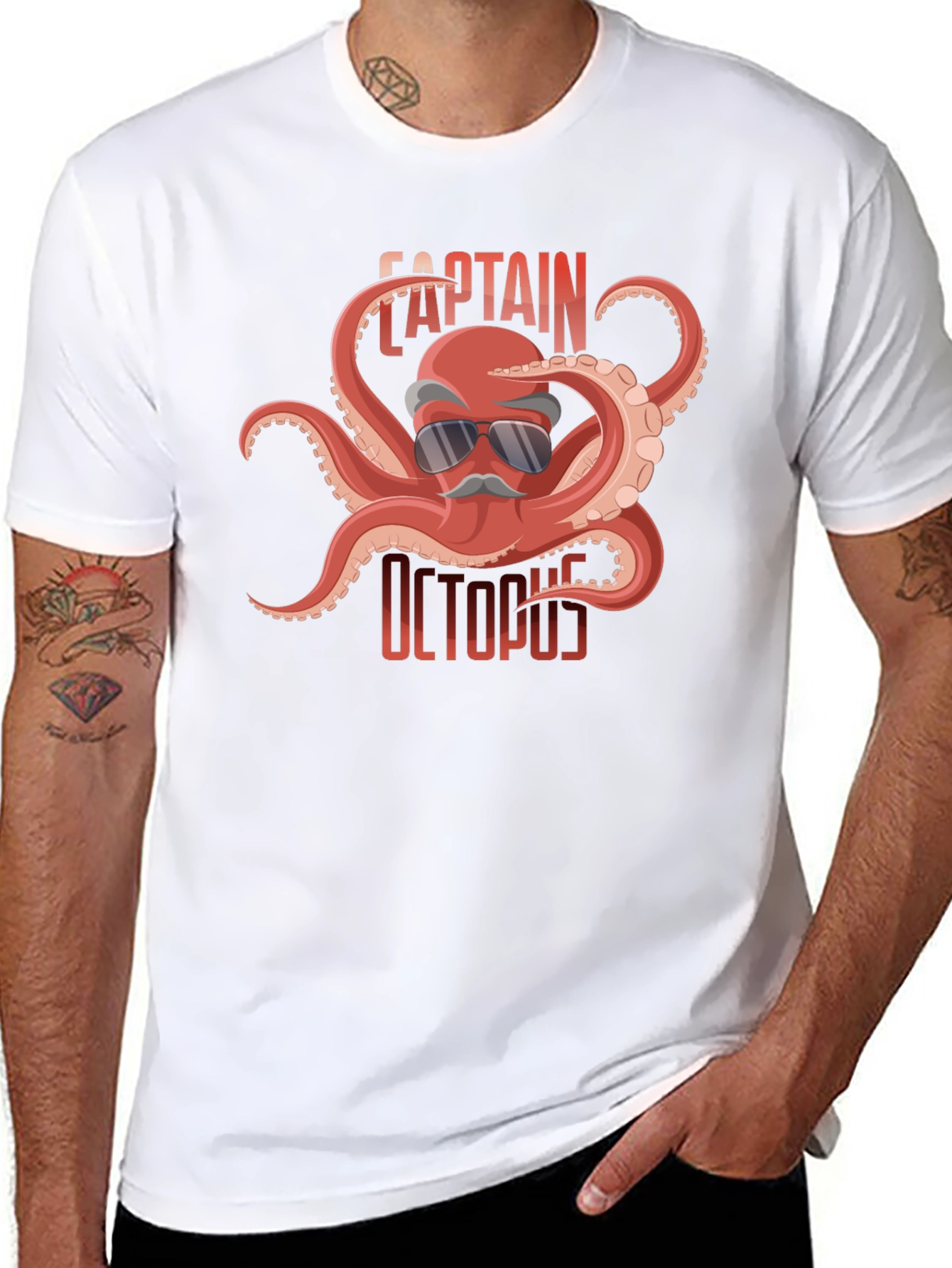 Black Captain Octopus Graphic Tee - Black Cotton Shirt view 8