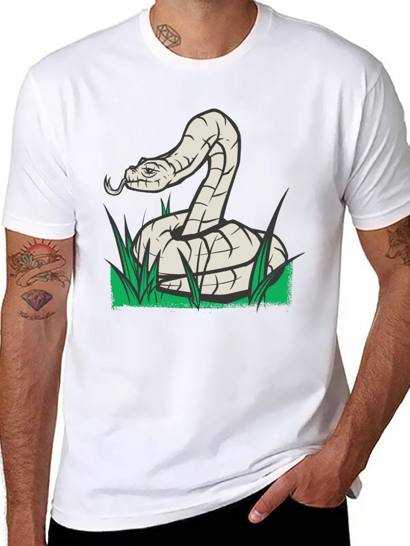 Snake Graphic Tee - Black Cotton T-Shirt - 8