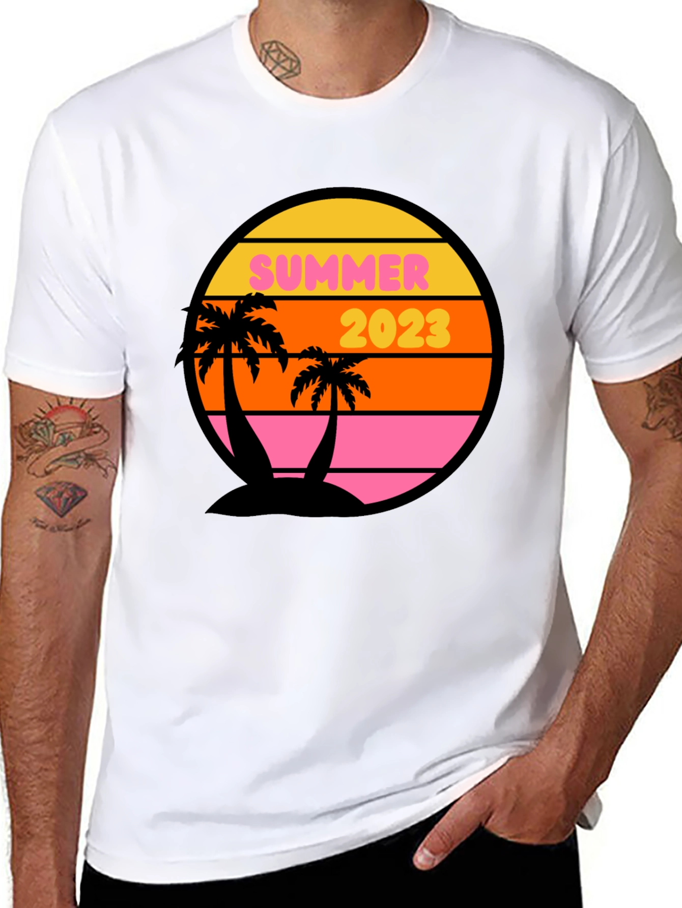 Black Summer 2023 Palm Tree Graphic Tee - Black view 8
