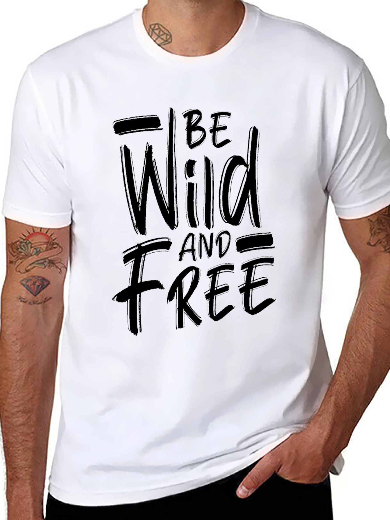 Black Be Wild and Free Black Graphic Tee view 8