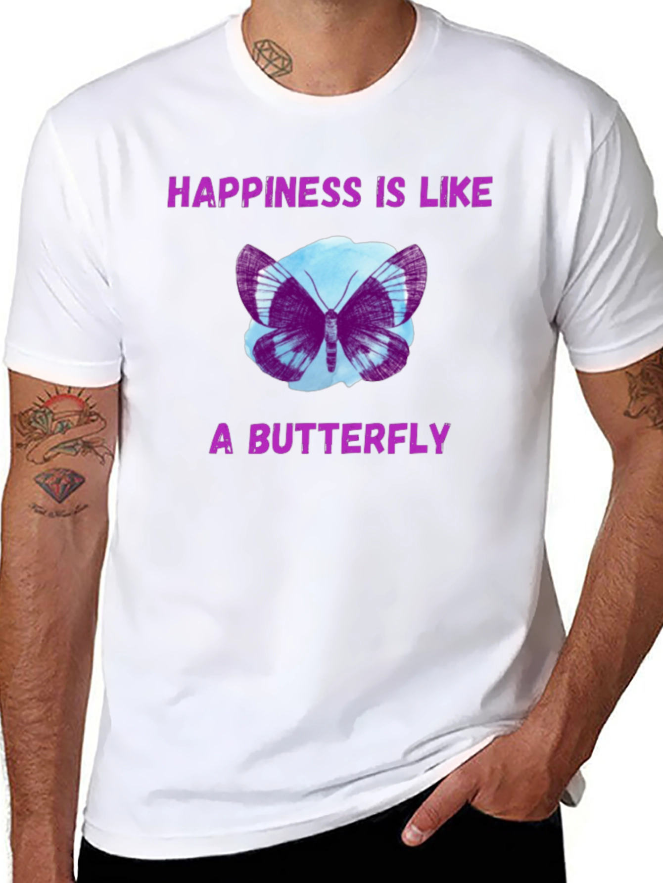 Black Happiness Butterfly Graphic Tee view 8