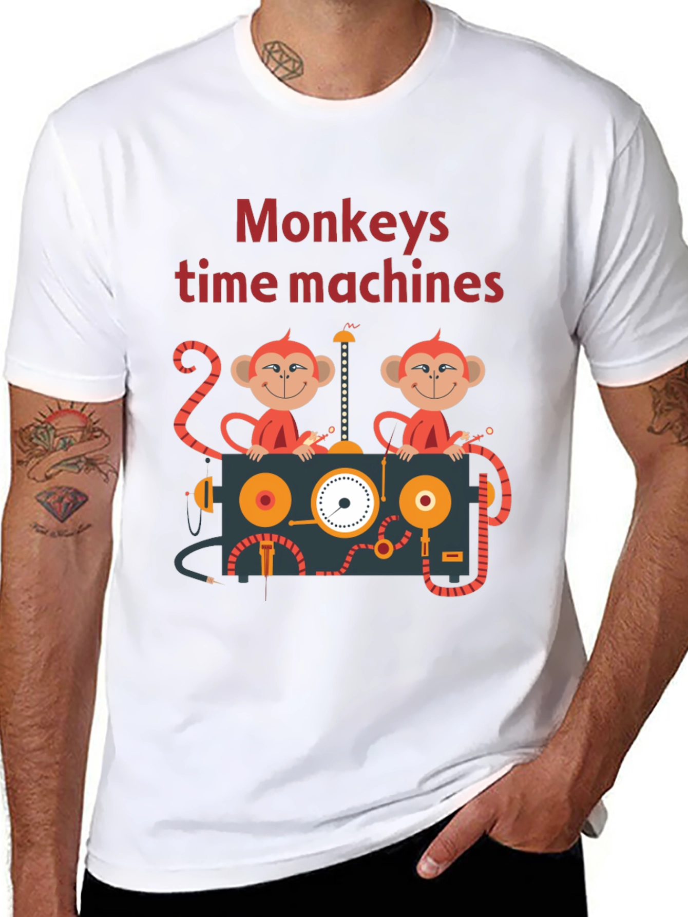 Black Monkeys Time Machines Graphic Tee - Black Cotton T-Shirt view 8