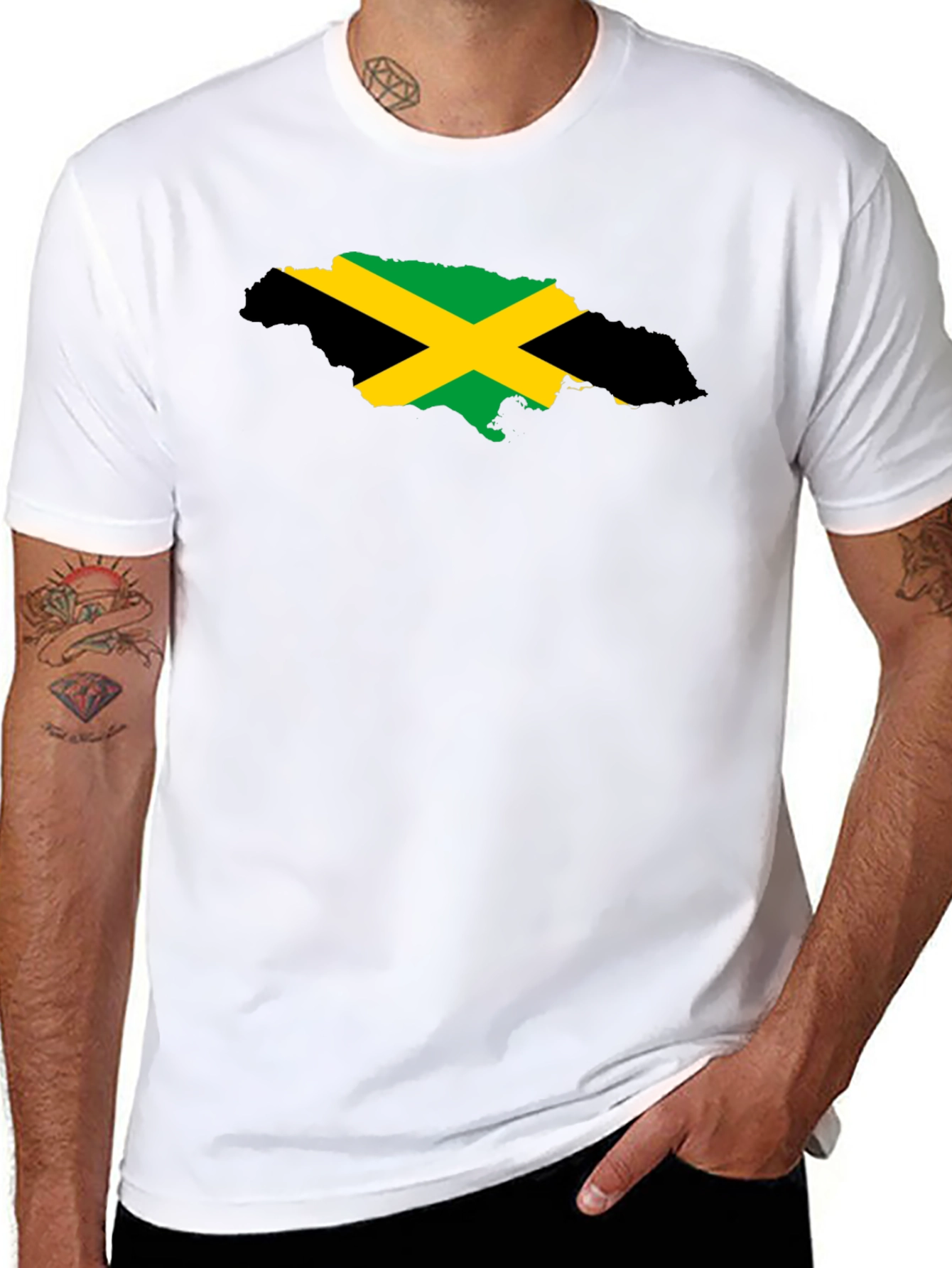 Jamaica Flag Map Black T-Shirt - Island Pride - 8