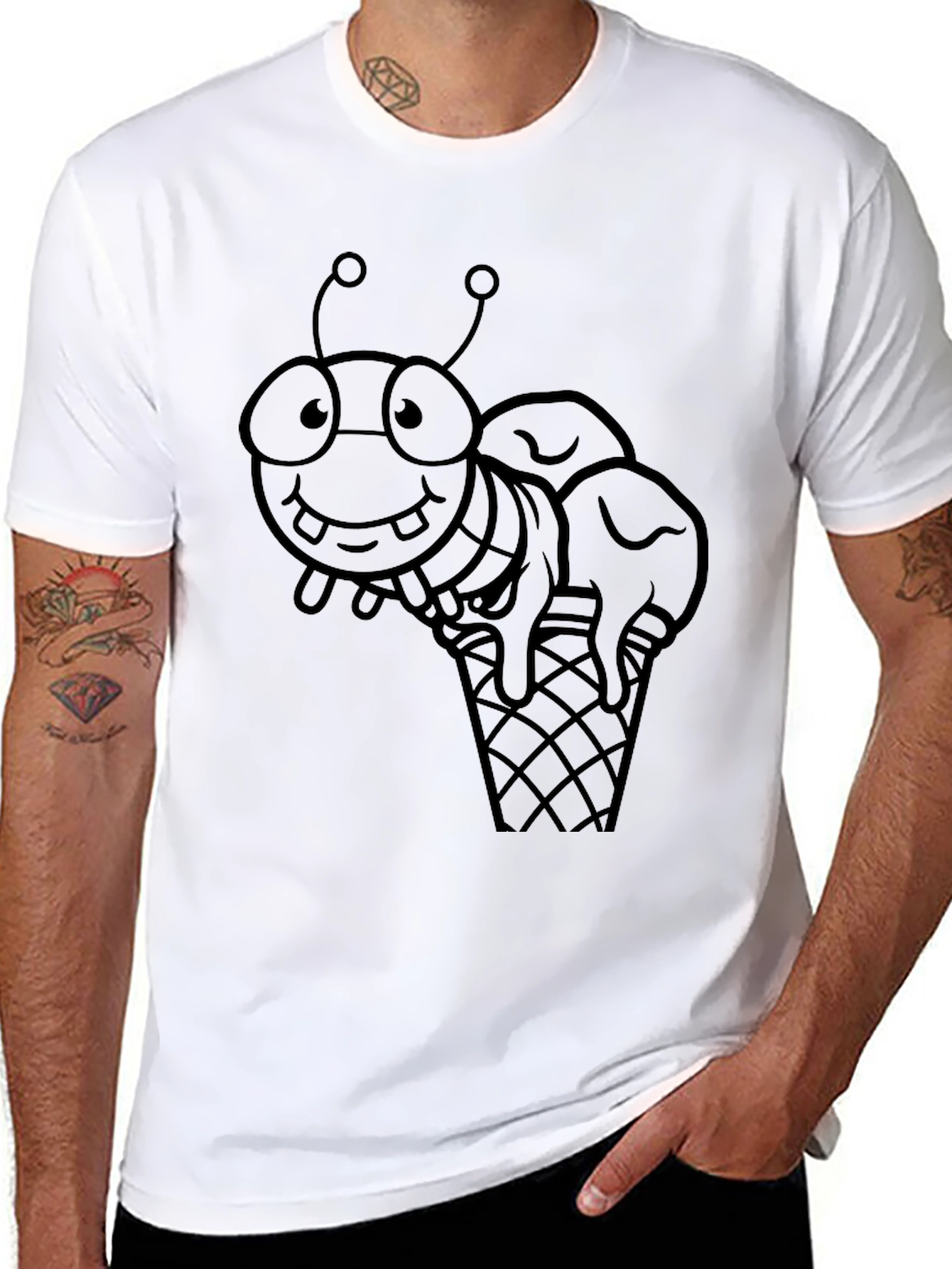 Black Insect Ice Cream T-Shirt - Fun Graphic Tee view 8