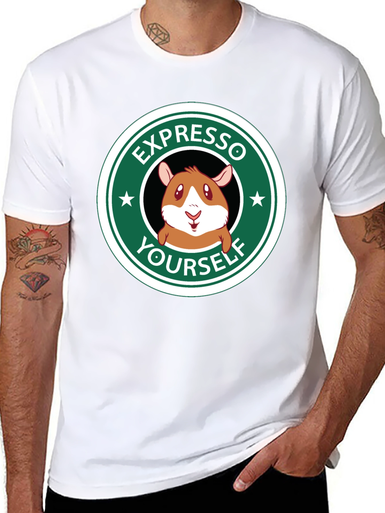 Black Expresso Yourself Graphic T-Shirt - Funny Hamster Design view 8