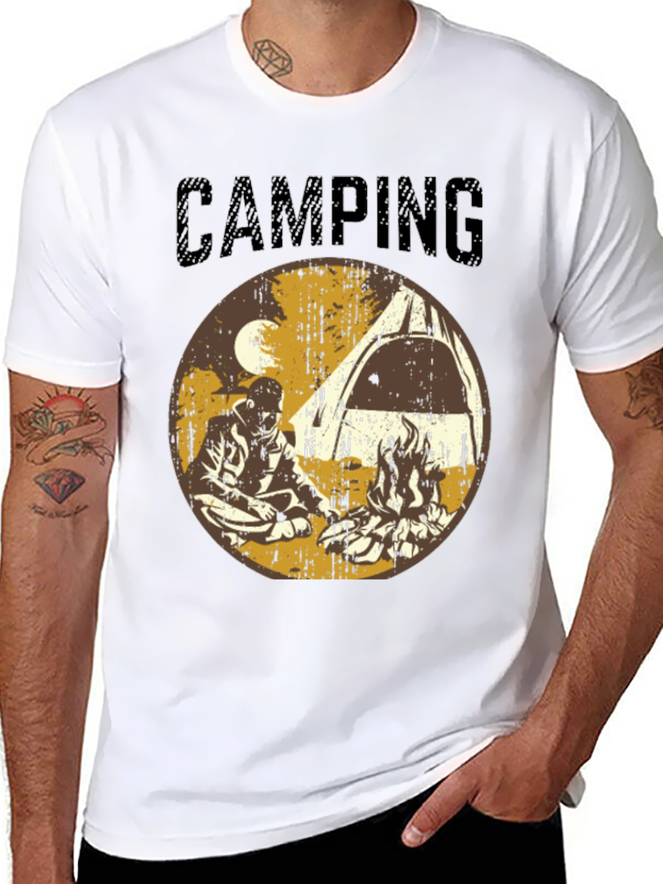 Black Vintage Camping Graphic T-Shirt view 8