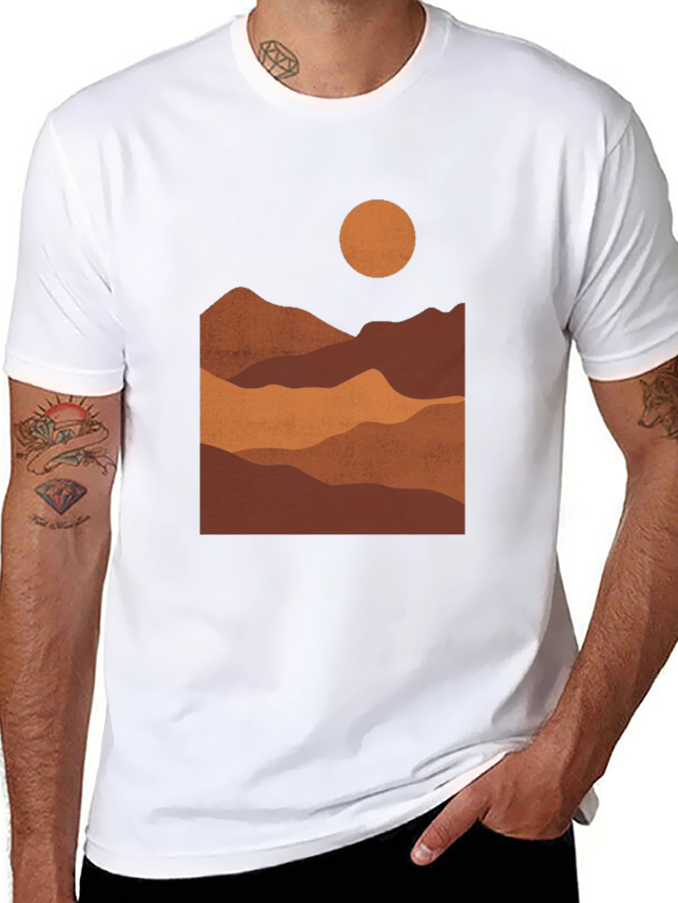 Black Mountains at Sunset Black Graphic Tee view 8