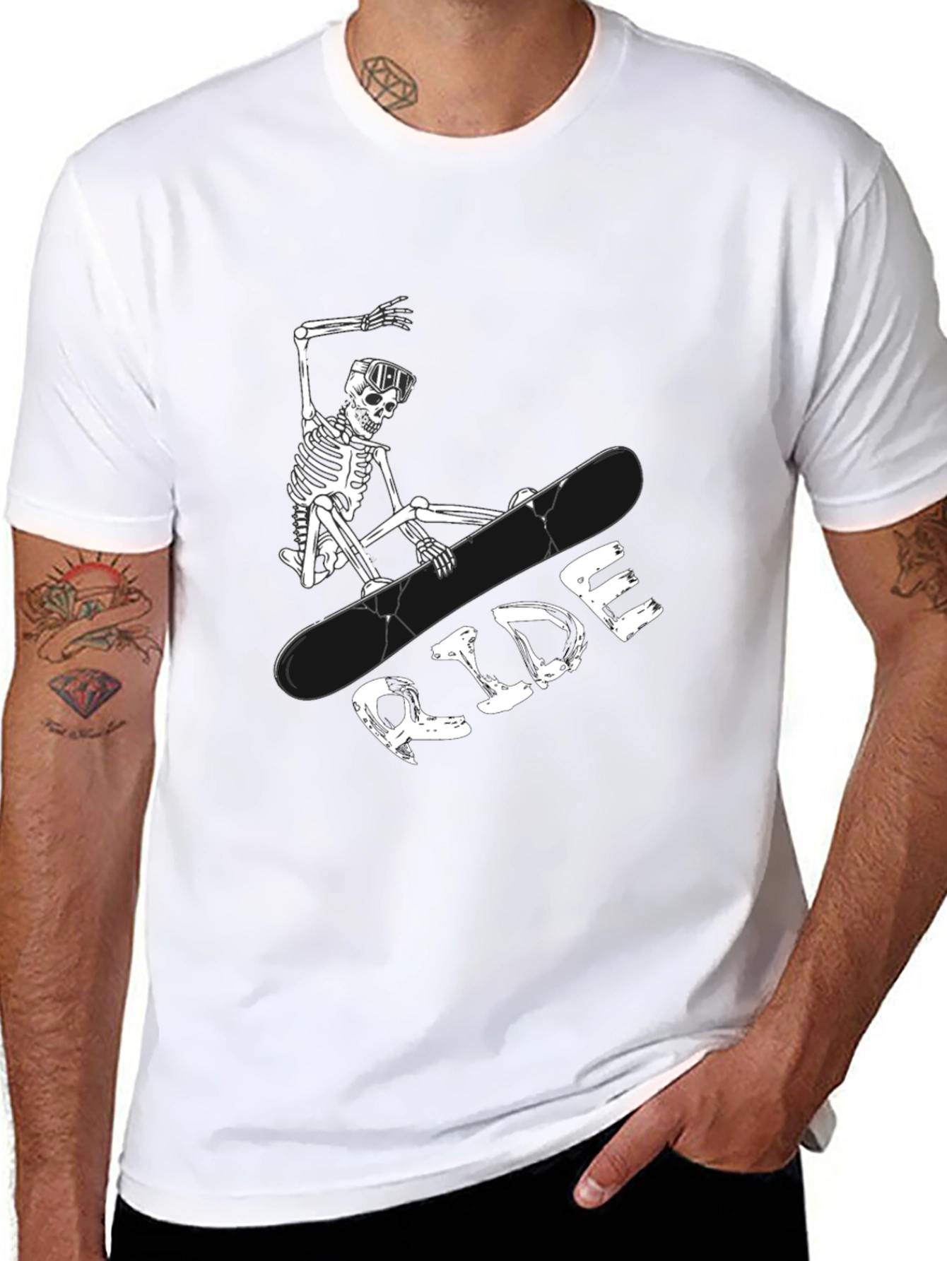 Black Skeleton Snowboarder Graphic Tee - Ride in Style view 8