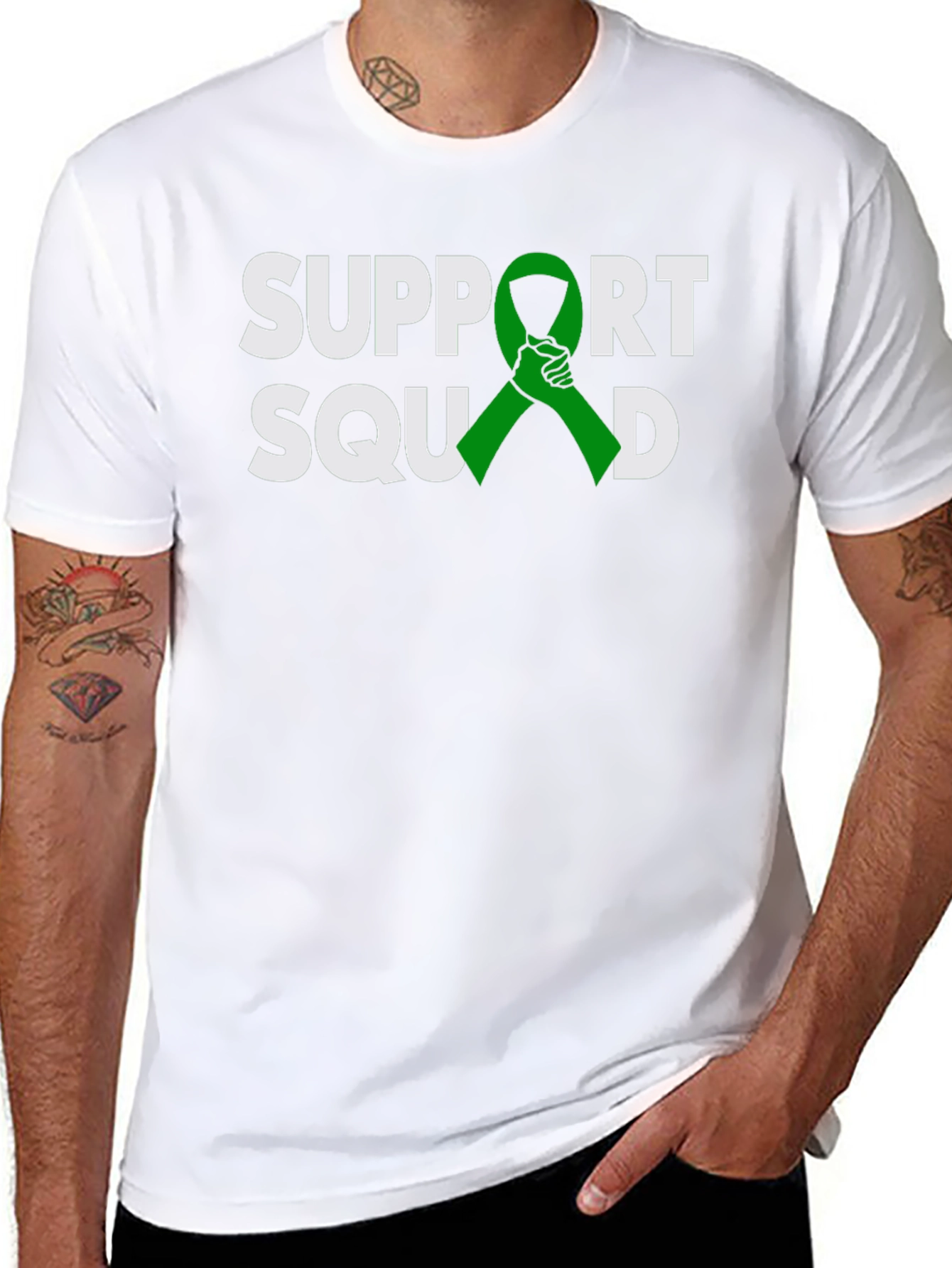 Black Support Squad Green Ribbon Graphic T-Shirt view 8