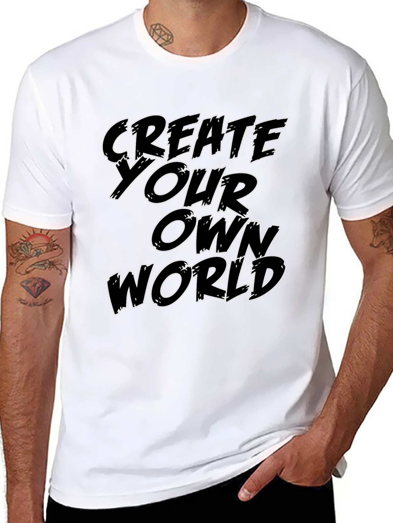Black Create Your Own World Graphic T-Shirt view 8