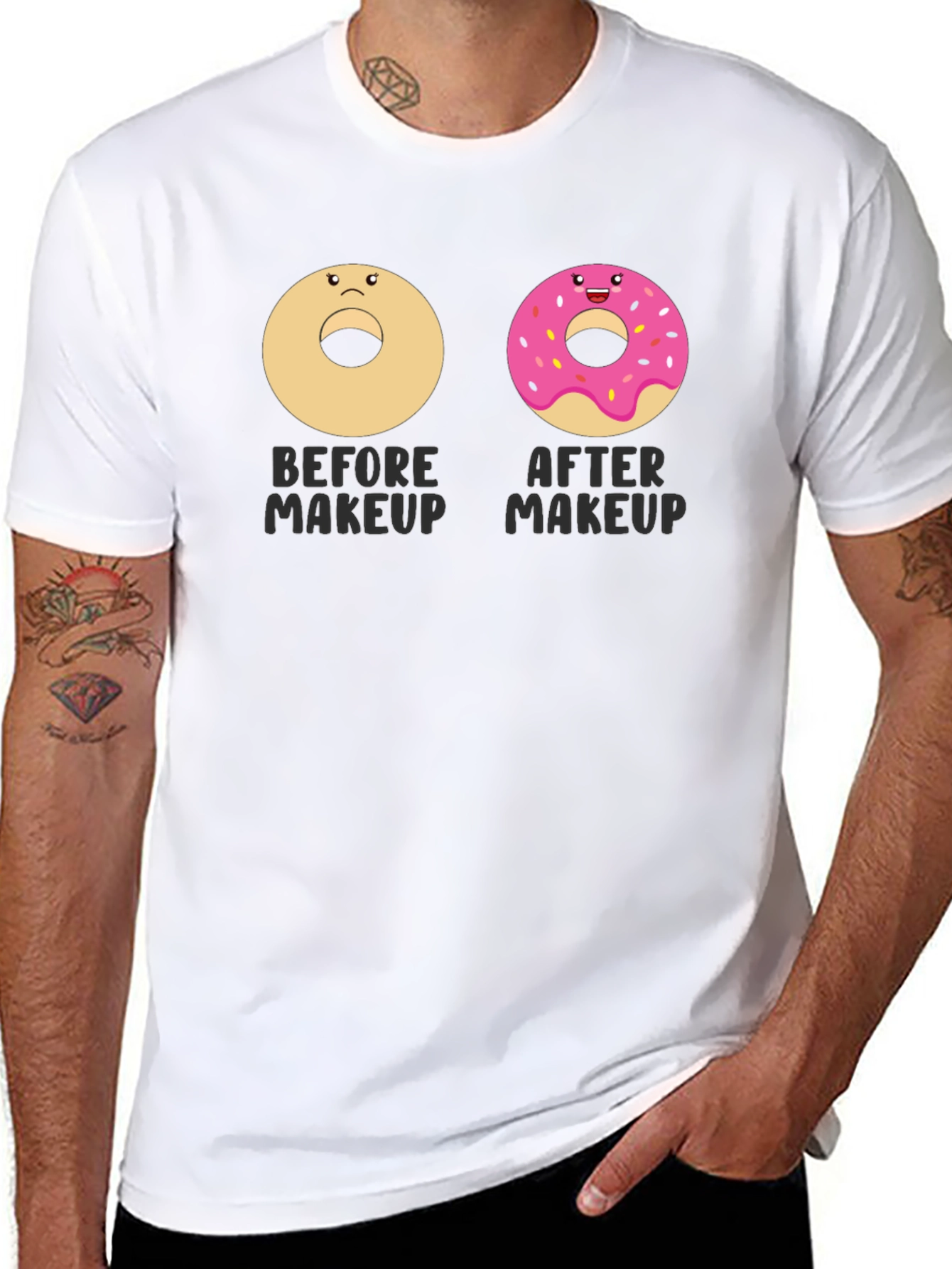 Black Donut Makeup Funny T-Shirt, Graphic Tee view 8