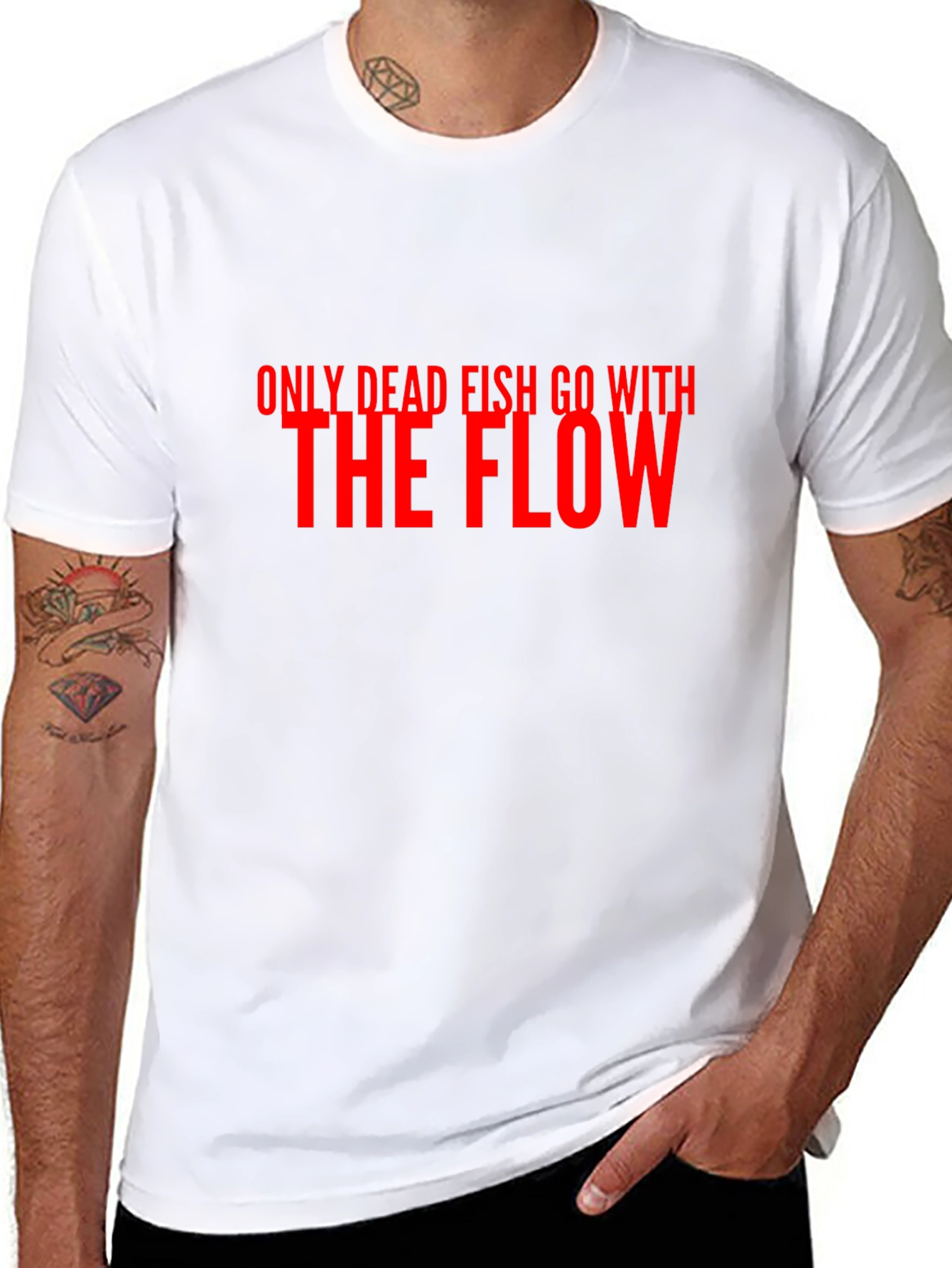 Black Only Dead Fish Go With The Flow Graphic Tee view 8