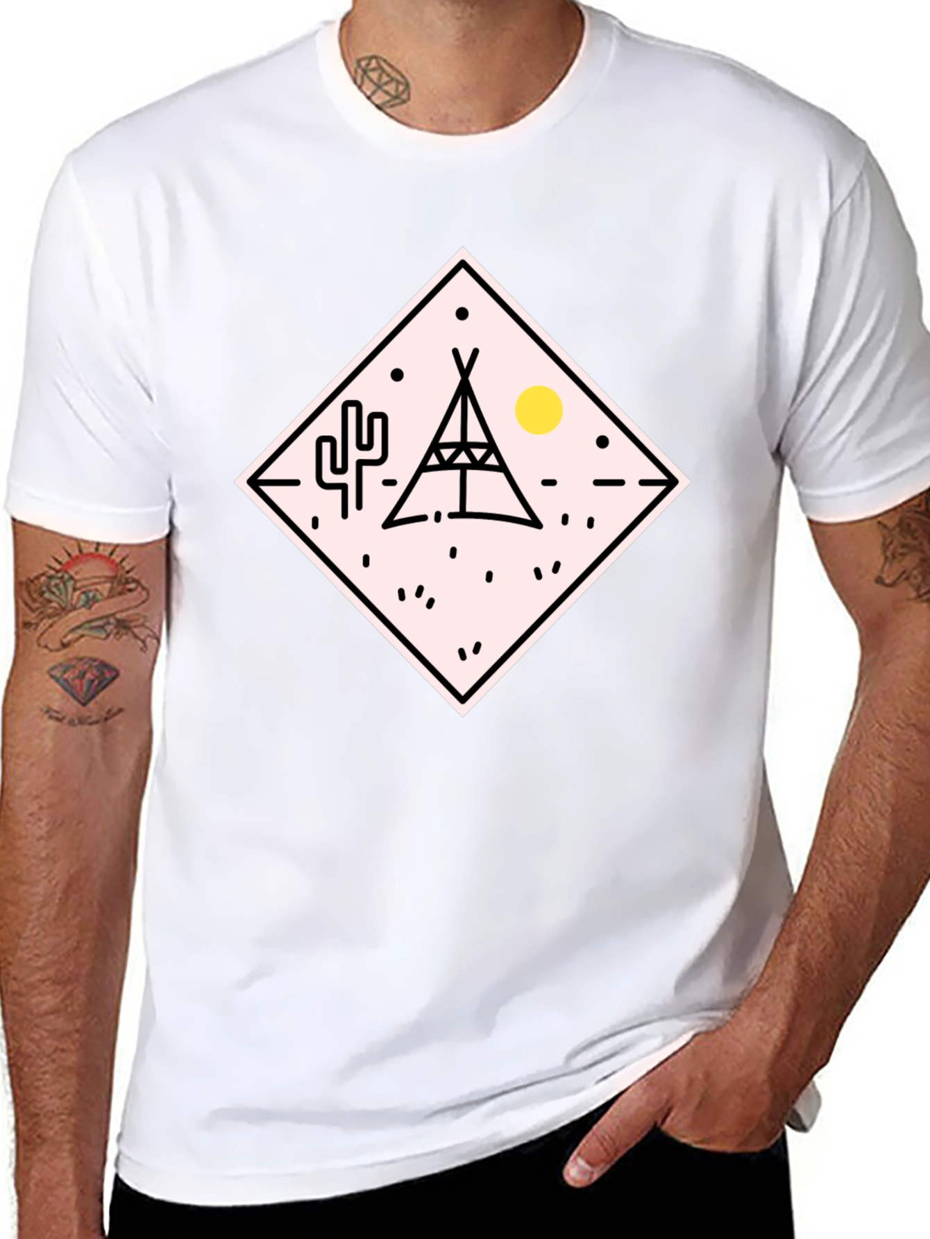 Black Teepee Desert Graphic T-Shirt - Black view 8