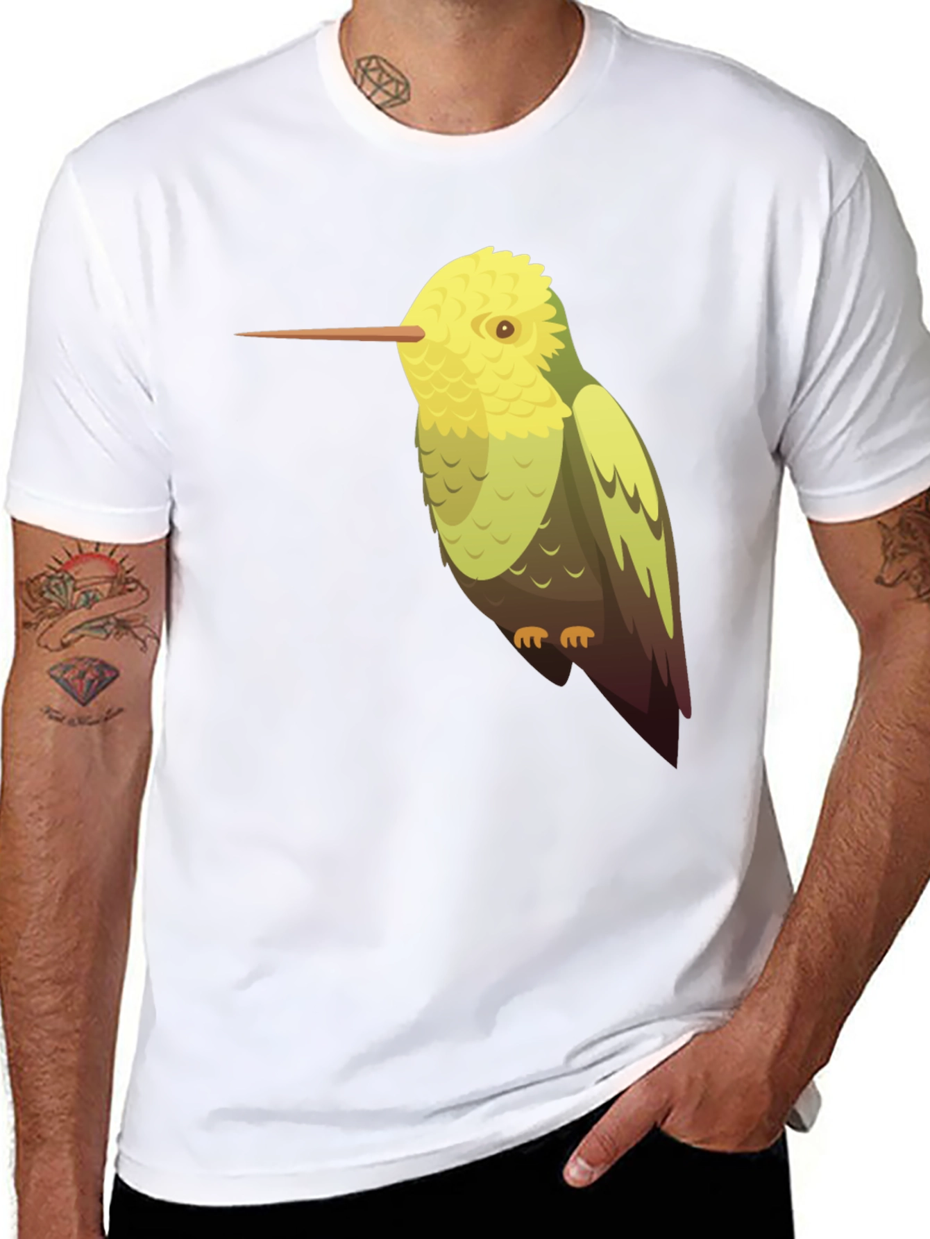 Black Hummingbird Graphic Tee - Black Cotton Blend view 8