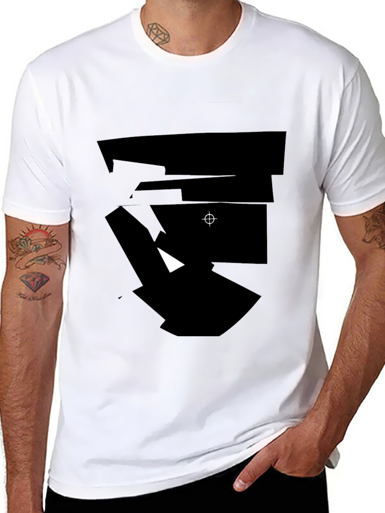 Black Abstract Black Graphic Tee - Modern Casual Wear view 8