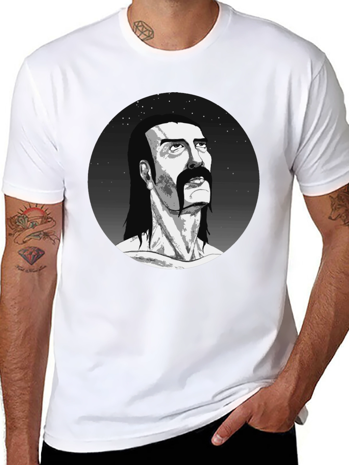 Black Retro Portrait Graphic Black T-Shirt view 8