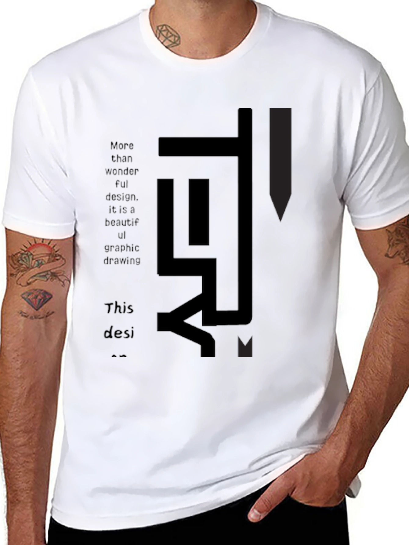 Abstract Graphic Print Black T-Shirt - 8