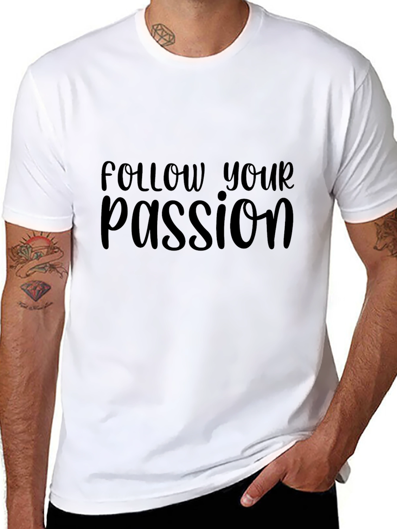 Black Follow Your Passion Graphic Tee - Black view 8
