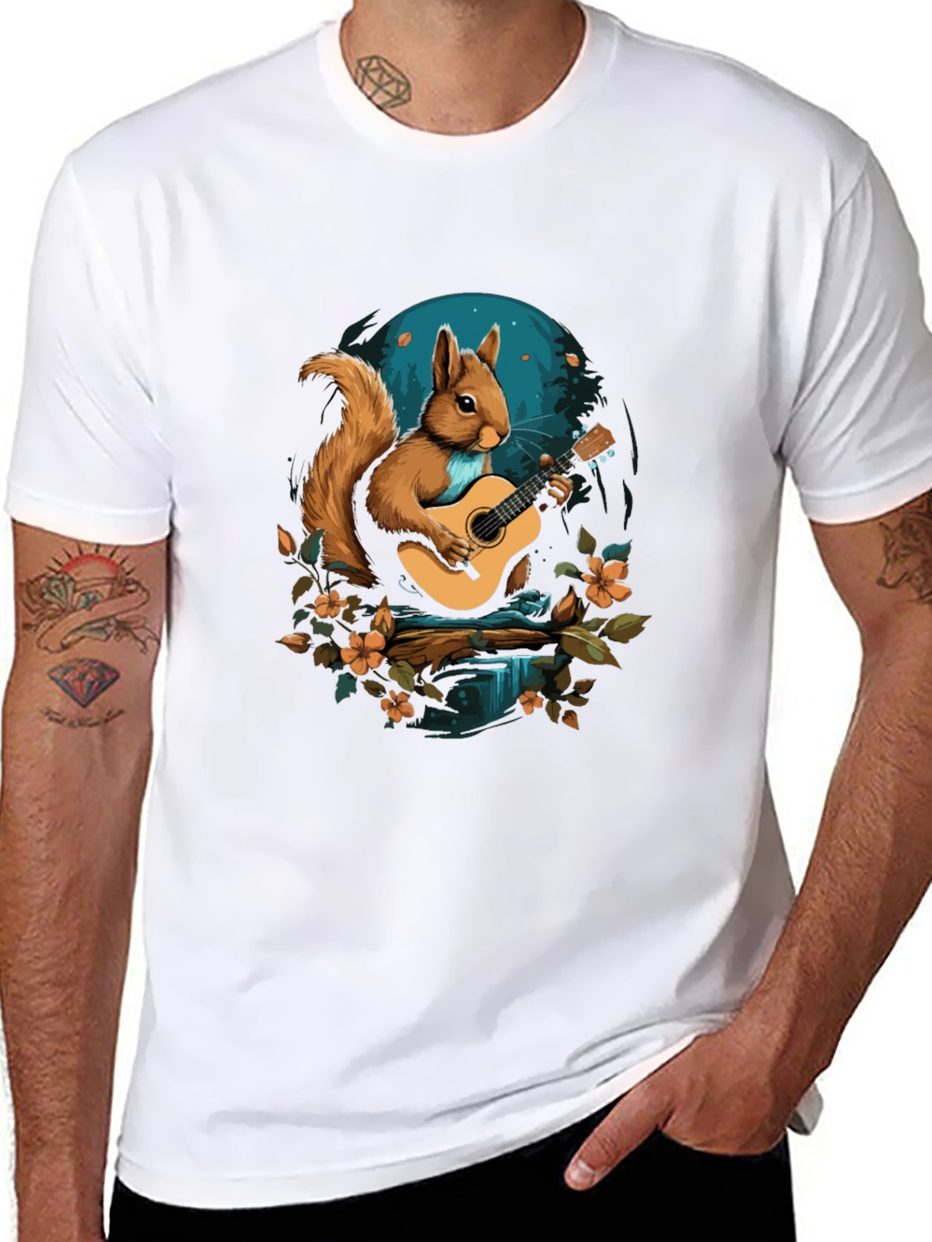 Black Squirrel Guitarist Graphic T-Shirt view 8