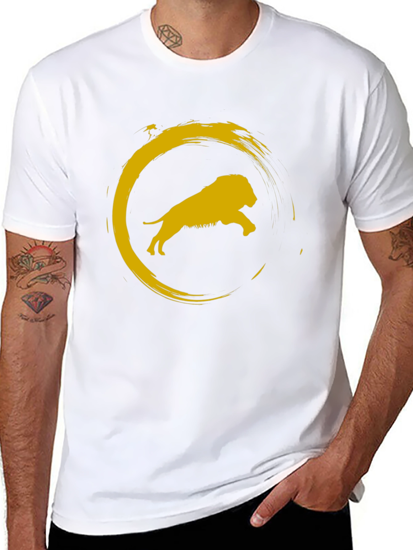 Black Lion Circle Graphic Tee - Stylish Menswear view 8