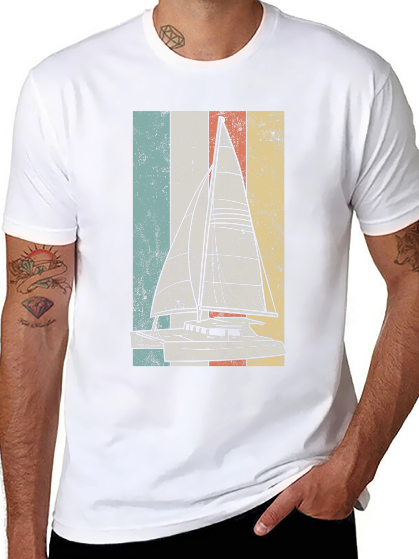 Black Vintage Sailboat T-Shirt - Retro Nautical Design view 8