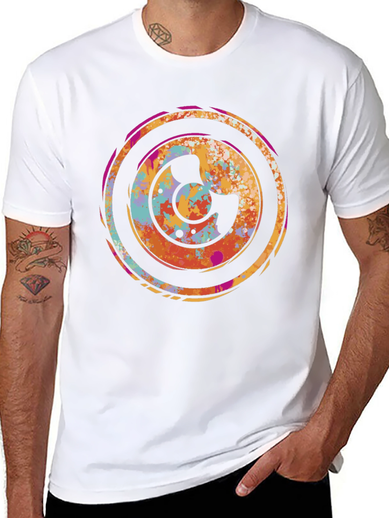 Black Abstract Circle Graphic Black T-Shirt view 8