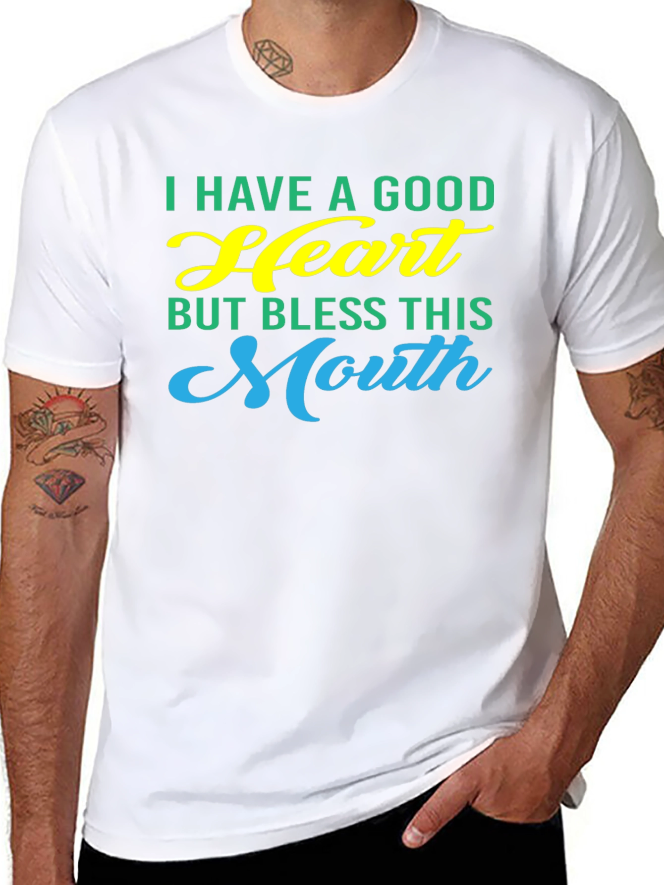 Black Good Heart Bless This Mouth Graphic Tee view 8