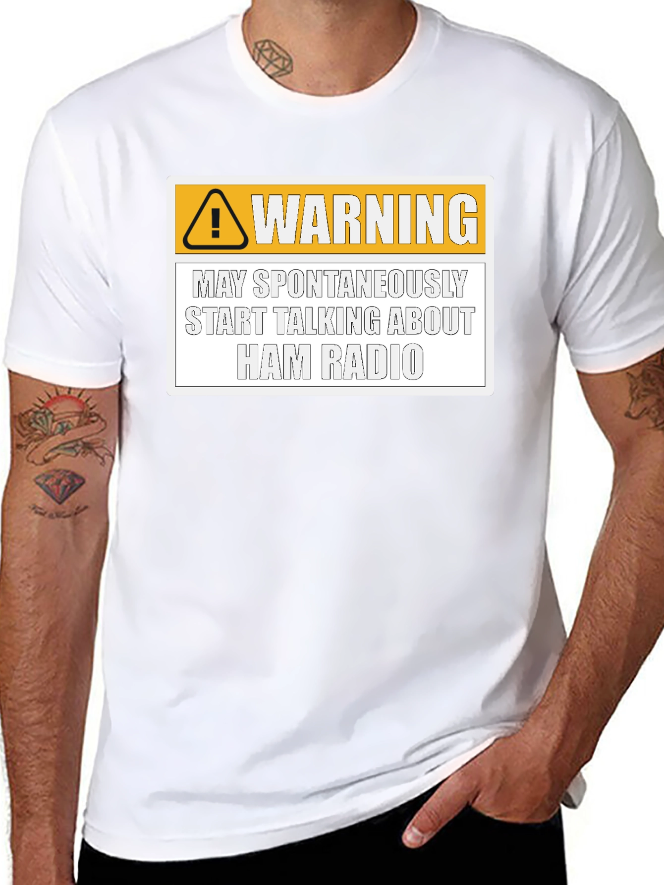 Black Ham Radio Warning T-Shirt view 8